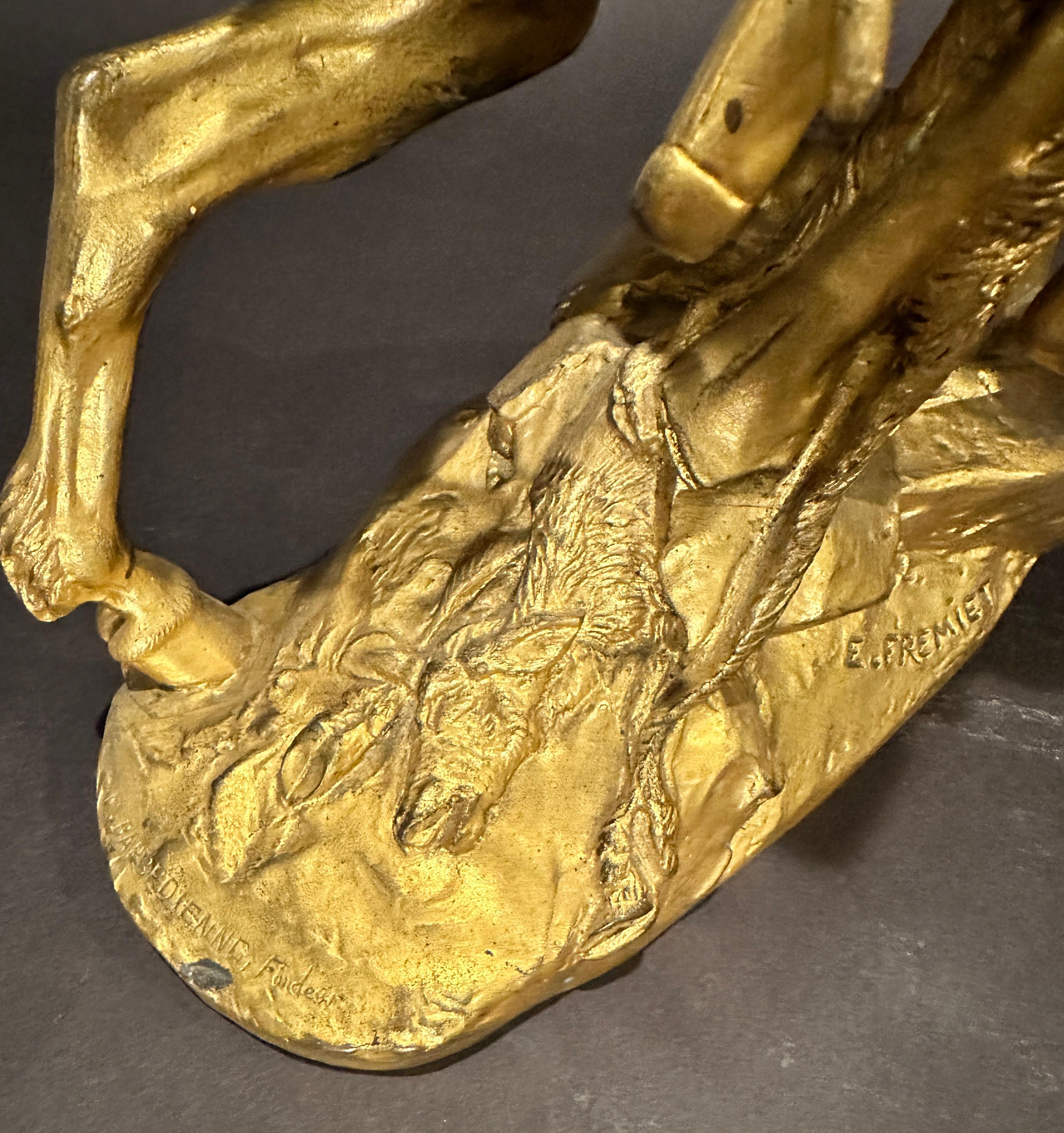 Seltene skulpturale Gruppe aus vergoldeter Bronze von Emmanuel Fremiet (1824 - 1910) im Angebot 3