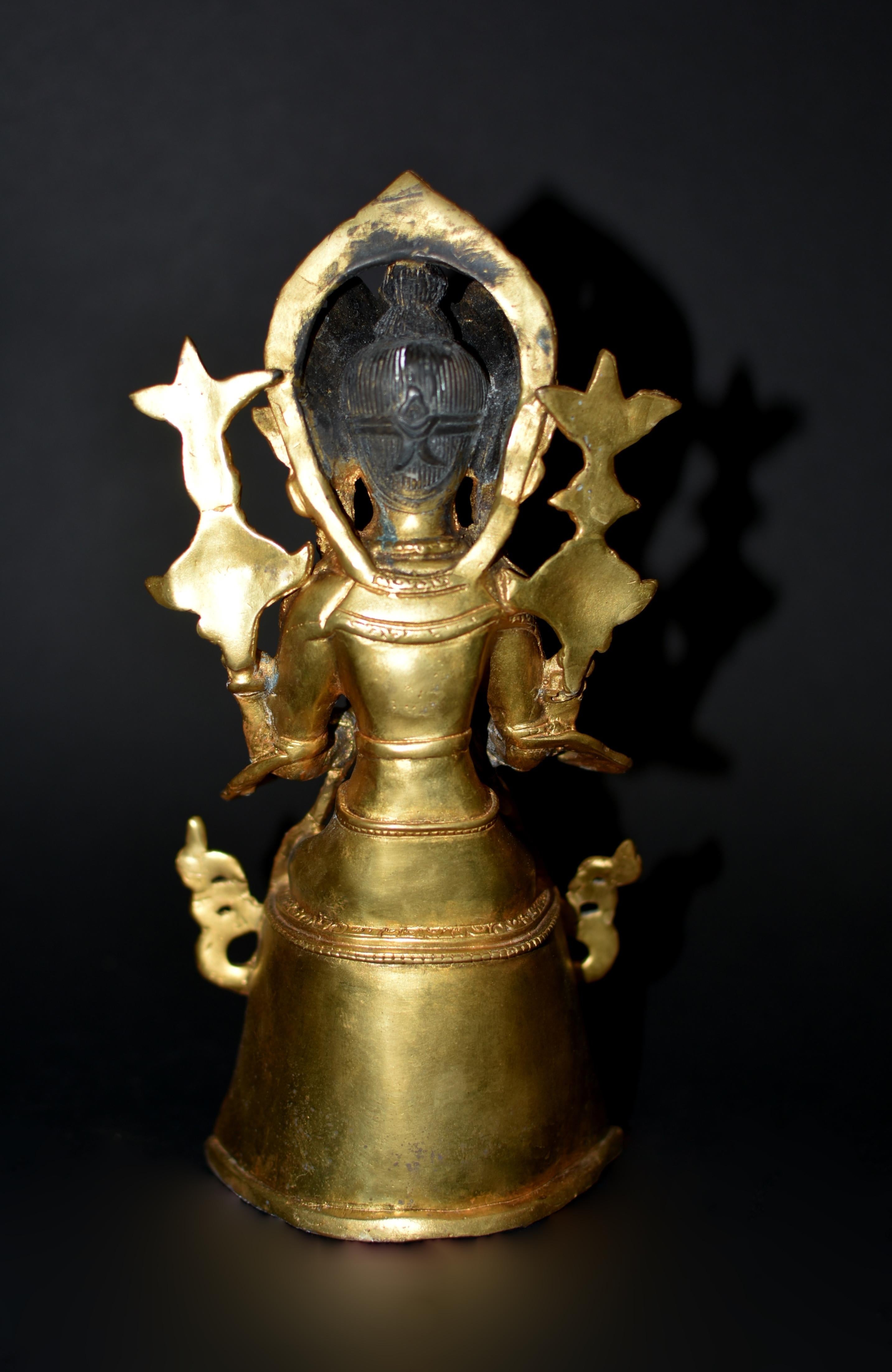 Maitreya Future Buddha Gilt Bronze Tibetan Statue For Sale 8
