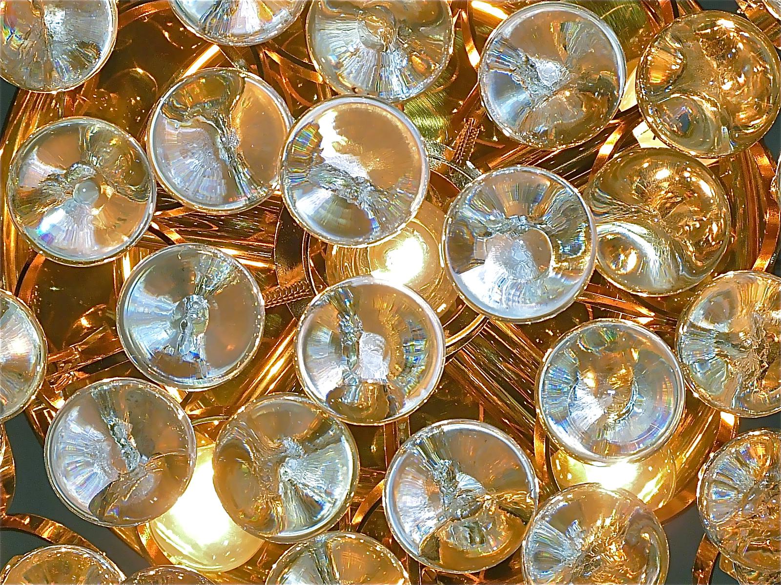 Rare Gilt Palwa Flush Mount Chandelier Italian Murano Glass Spheres, 1960s  For Sale 5