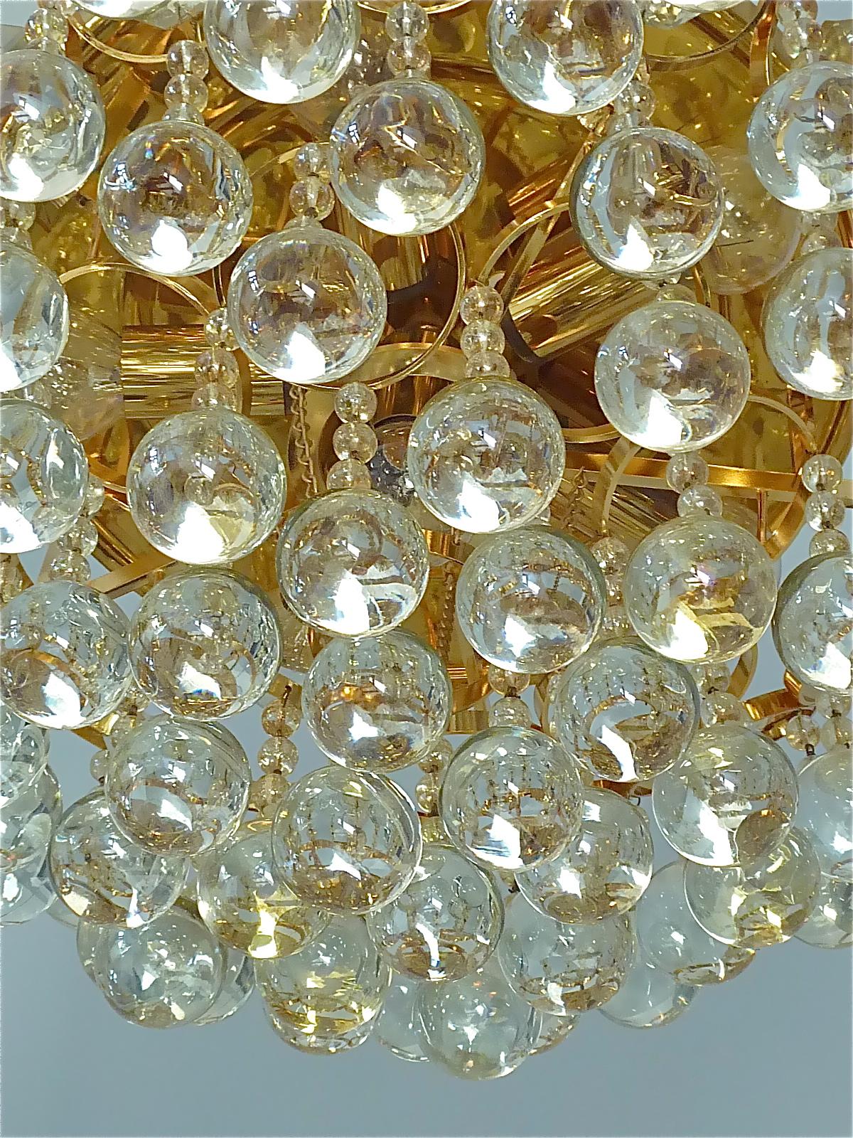 Rare Gilt Palwa Flush Mount Chandelier Italian Murano Glass Spheres, 1960s  For Sale 9