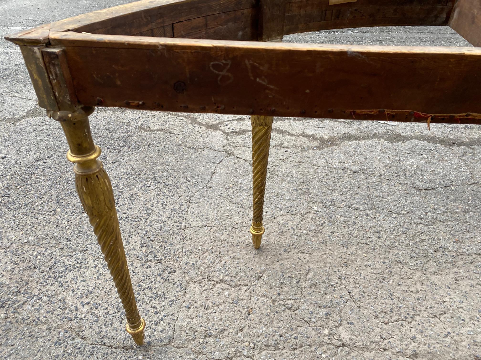 Rare Giltwood Adam Period Demi Lune Console Table with Sienna Marble Top For Sale 9