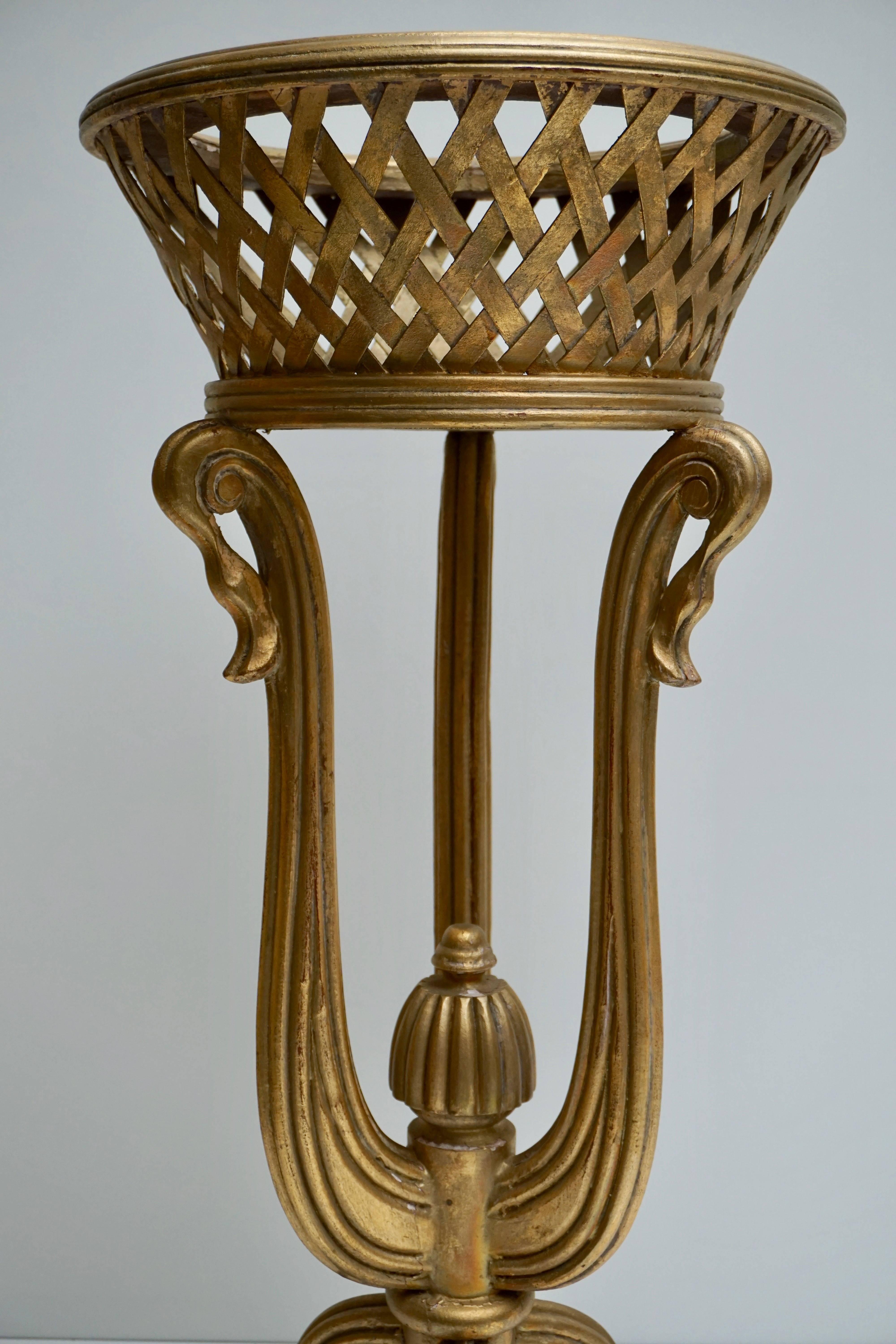 20th Century Rare Giltwood Jardiniere Planter in the Art Deco Style of Edgar Brandt