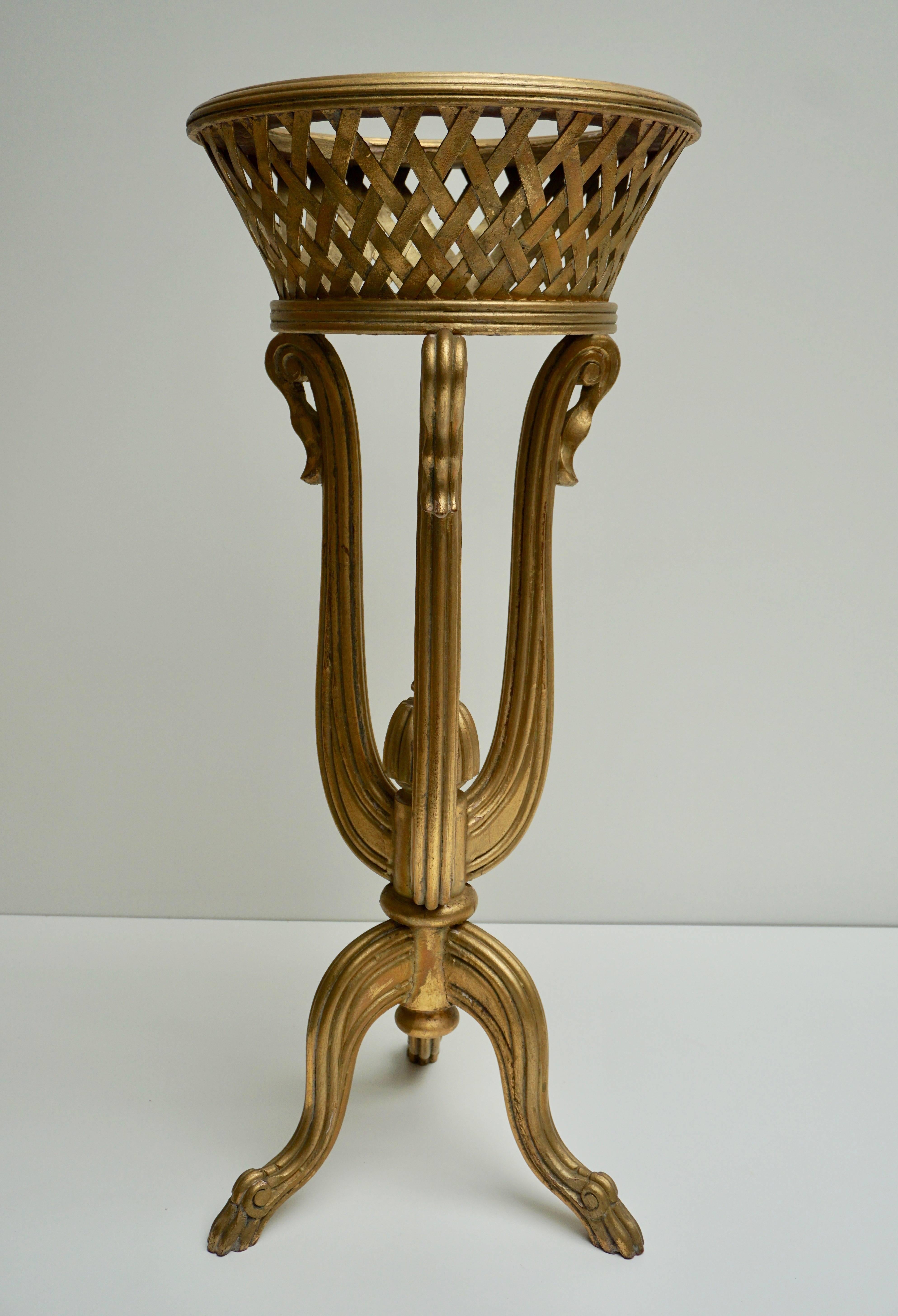 Wood Rare Giltwood Jardiniere Planter in the Art Deco Style of Edgar Brandt