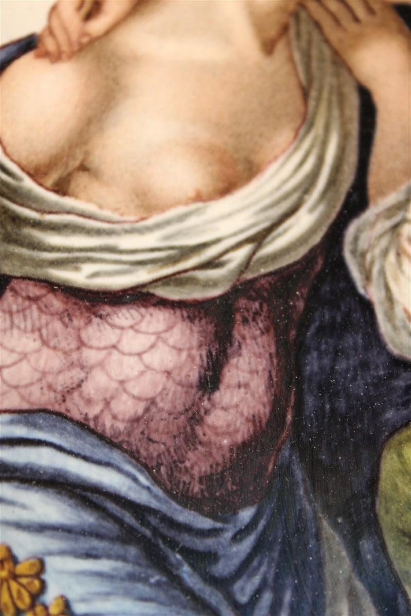 Raro piatto Ginori in porcellana dipinta 1860 Italia con allegoria di donne in vendita 12