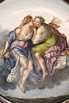 Seltener Ginori-Teller aus bemaltem Porzellan aus Italien mit Allegorie der Frauen, 1860