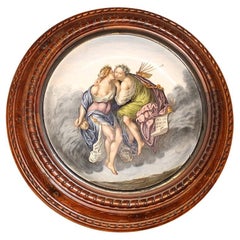 Rare Ginori Plate in Painted Porcelain 1860 Italy with Allegory of Women