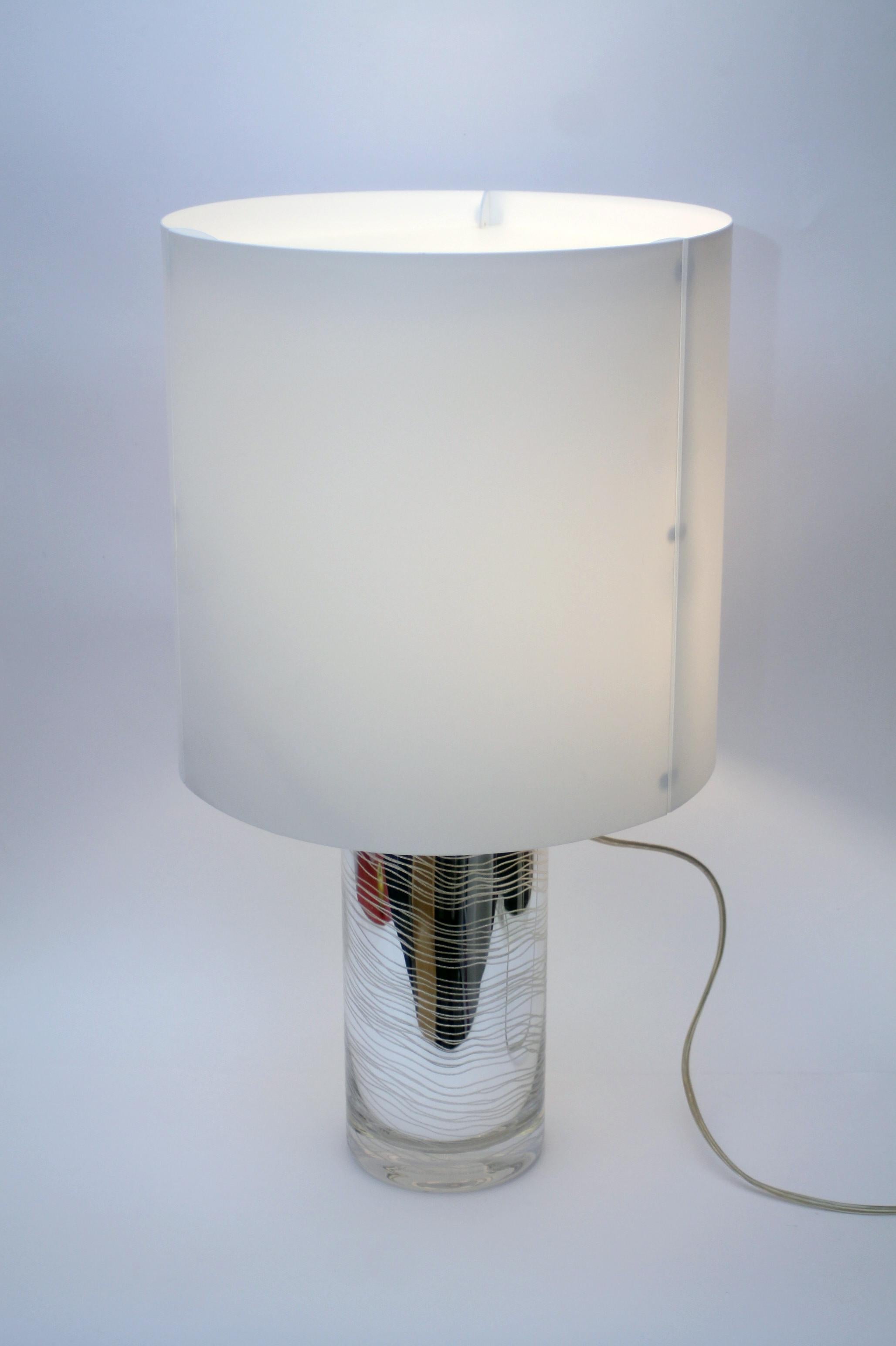 RARE  Lampe de table en verre Gio Formica & S. Parker (Sottsass)  Décor rétro sympa ! en vente 3