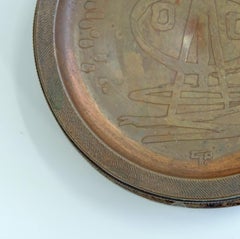 Seltener Gio Pomodoro Aschenbecher aus Kupfer und Holz:: Italien:: 1950