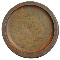 Rare Gio Pomodoro Copper and Wood Ashtray, Italy, 1950