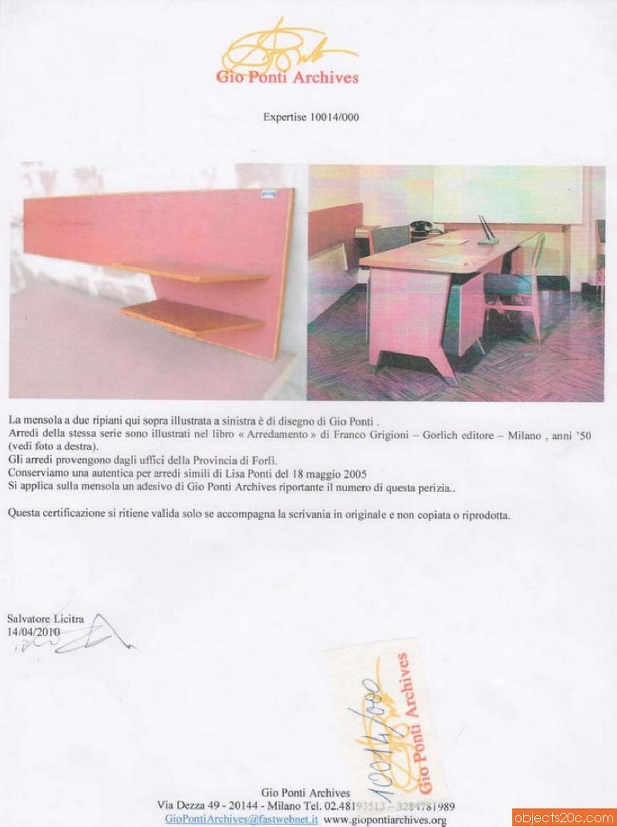 Rare Gio Ponti Desk and Wall Shelf, Forli Administrative Offices For Sale 4