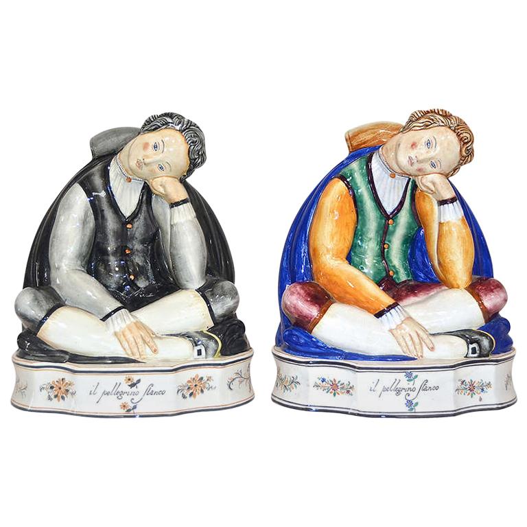 Rare Gio Ponti "Il Pellegrino Stanco" Ceramic Figures For Sale