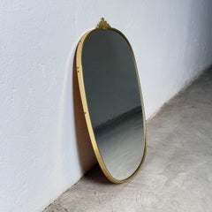 Rare Gio Ponti–Style Brass and Glass Mirror with E. Müller Glas Label, 1950s