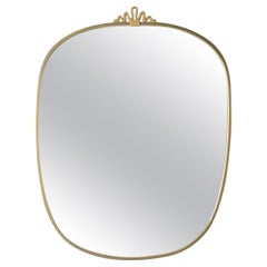 Rare Gio Ponti–Style Brass and Glass Mirror with E. Müller Glas Label, 1950s Rare Gio Ponti–Style Brass and Glass Mirror with E. Müller Glas Label, 1950s