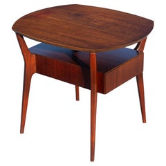 Rare Gio Ponto for Singer & Sons Two-Tiered Side Table w/ Drawer in Mahogany