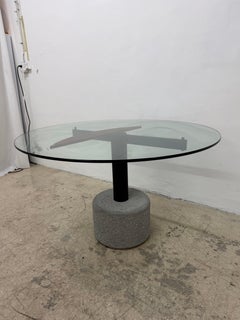 Rare Giovanni Offredi Steel and Concrete Dining or Center Table for Saporiti