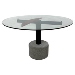 Seltener Esstisch oder Couchtisch aus Stahl und Beton von Giovanni Offredi für Saporiti