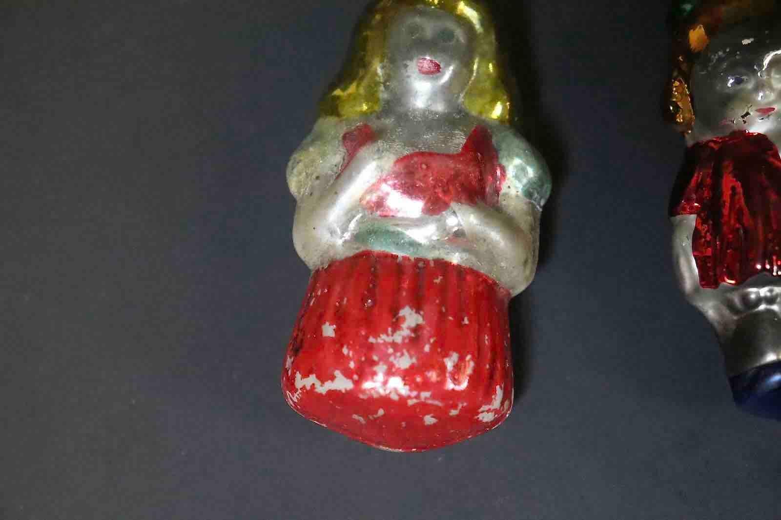 Rare Girl, Lady and Snowman Christmas Ornament Vintage German, 1920s 4