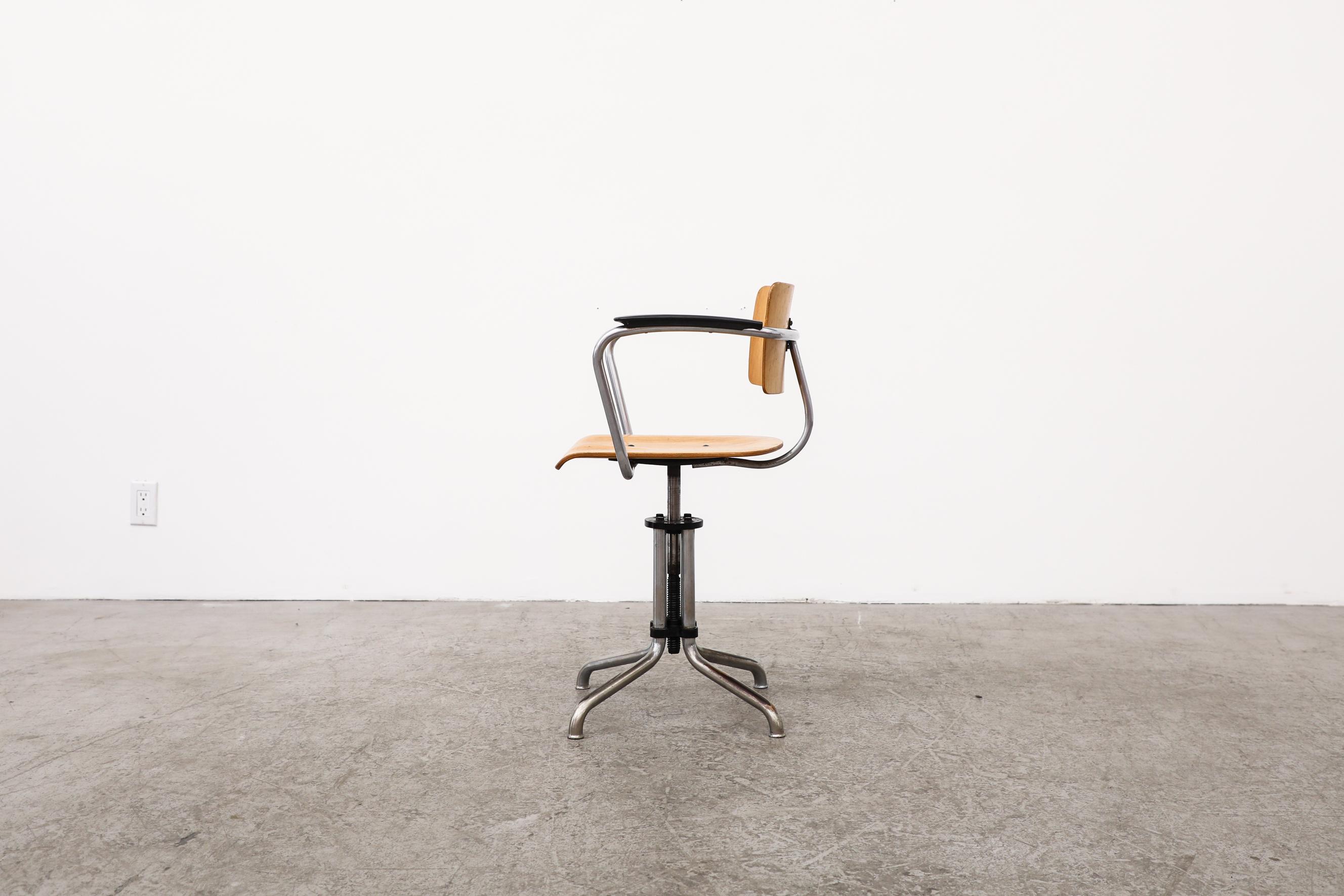 Dutch Rare Gispen Bauhaus Office Chair, Model 354