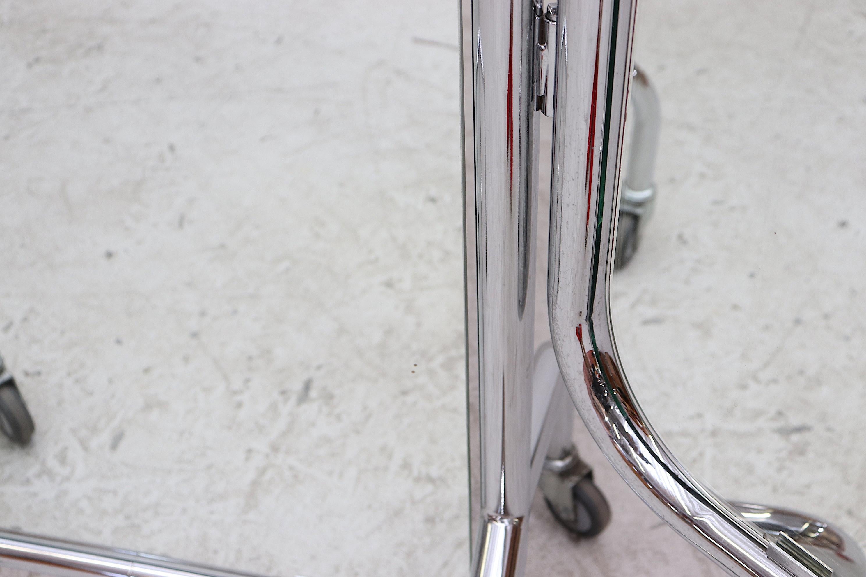 Rare Gispen Chrome Tubular Full Length 3-Way Mirror 1