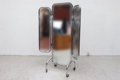 Rare Gispen Chrome Tubular Full Length 3-Way Mirror