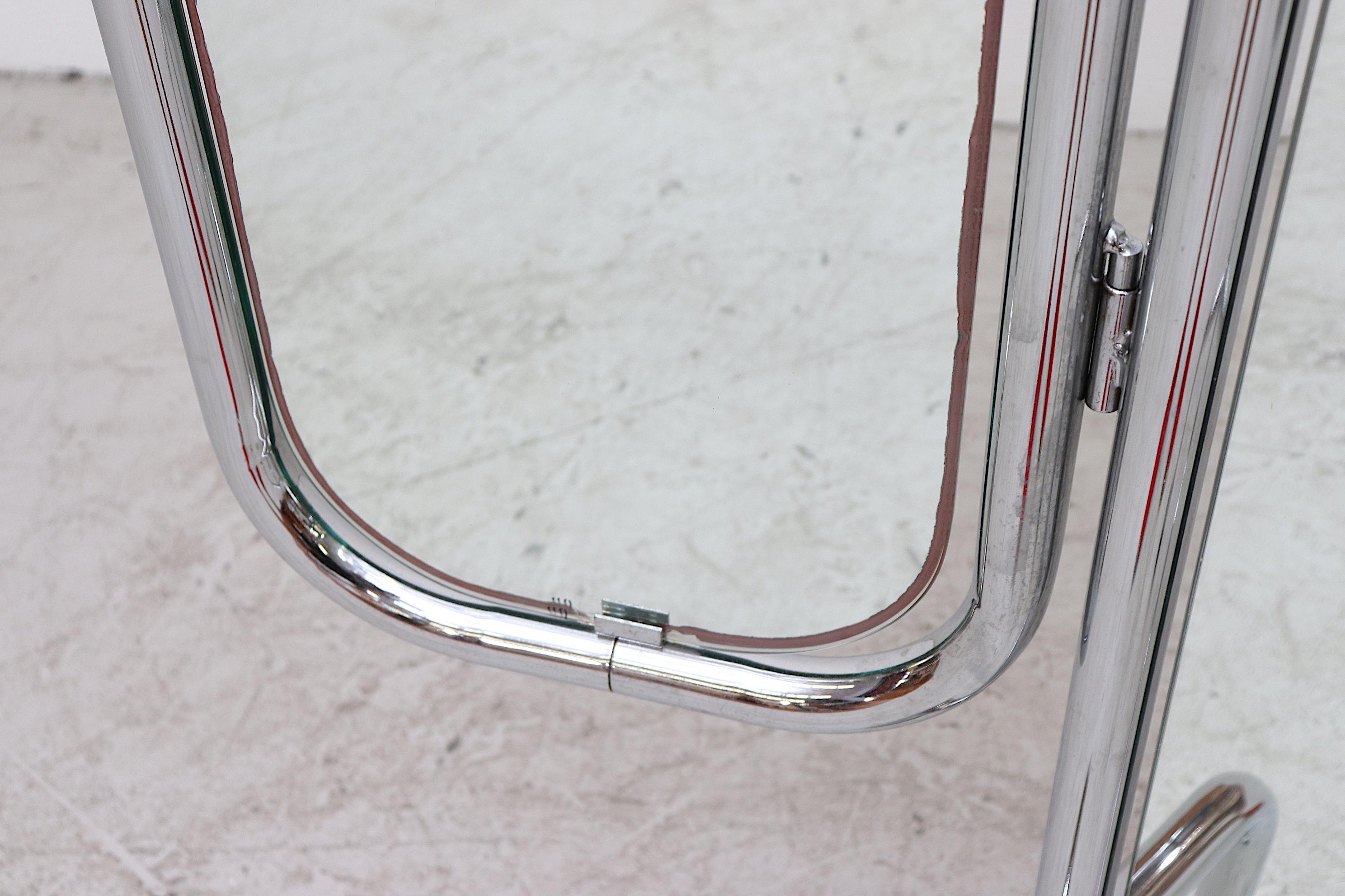 Mid-20th Century Rare Gispen Chrome Tubular Full Length 3-Way Mirror
