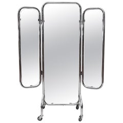 Rare Gispen Chrome Tubular Full Length 3-Way Mirror