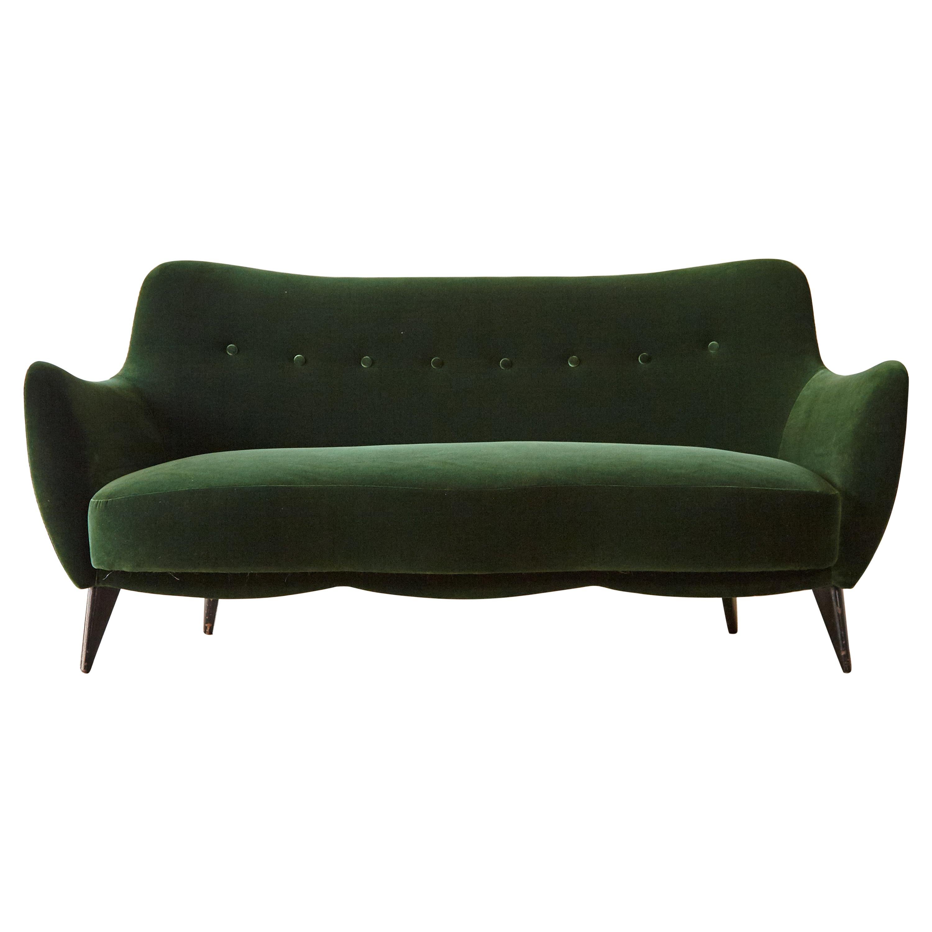 Rare Giulia Veronesi Perla Sofa, ISA Bergamo, Newly Re-Upholstered, Italy, 1950s