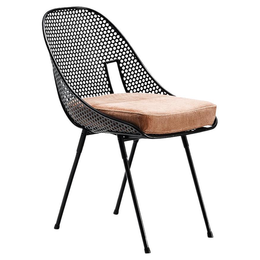 Rare Giuseppe De Vivo Chair in Black Perforated Metal  For Sale