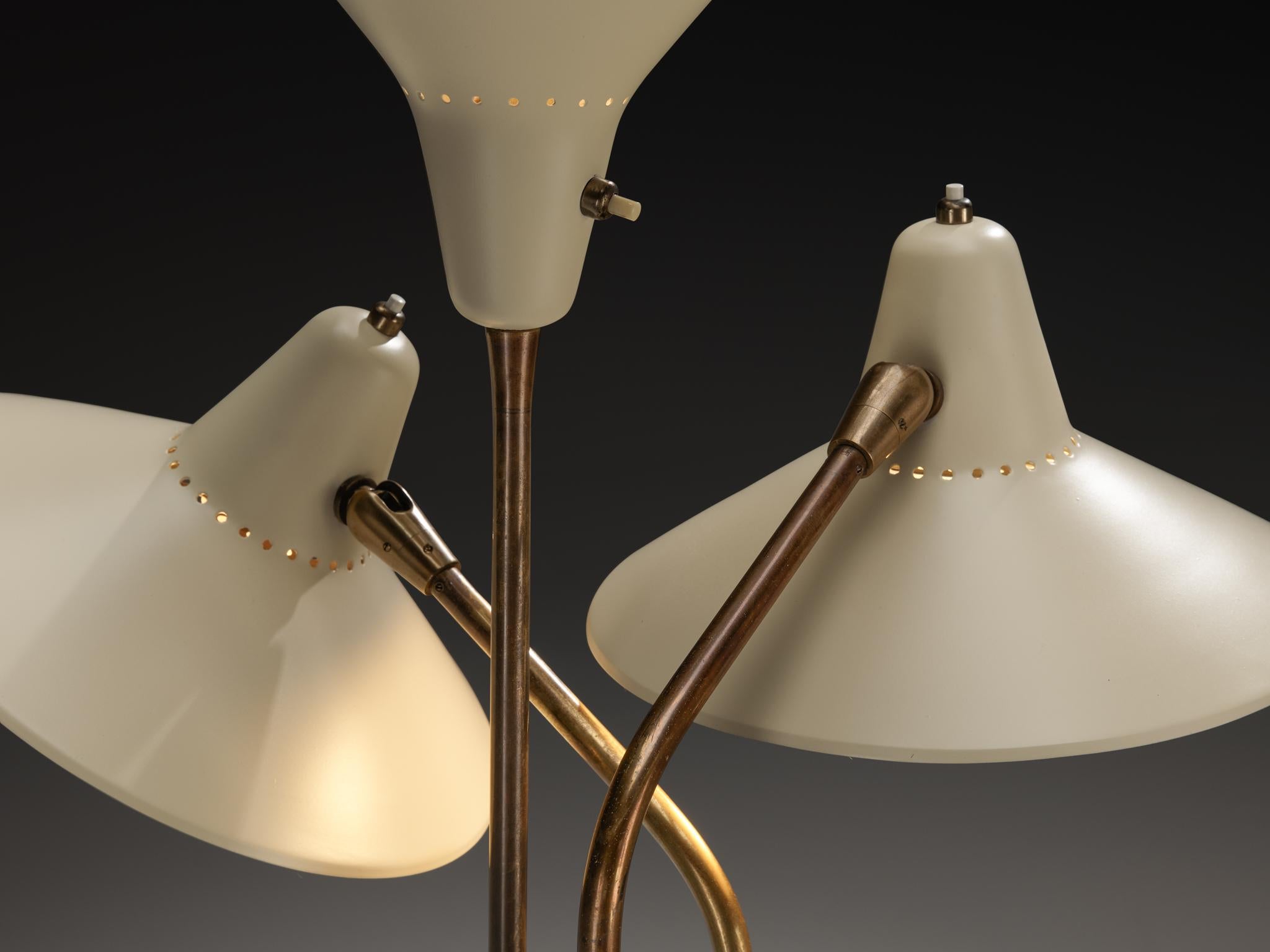 Mid-Century Modern Rare Giuseppe Ostuni for O-Luce ’339/3’ Three-Armed Floor Lamp For Sale