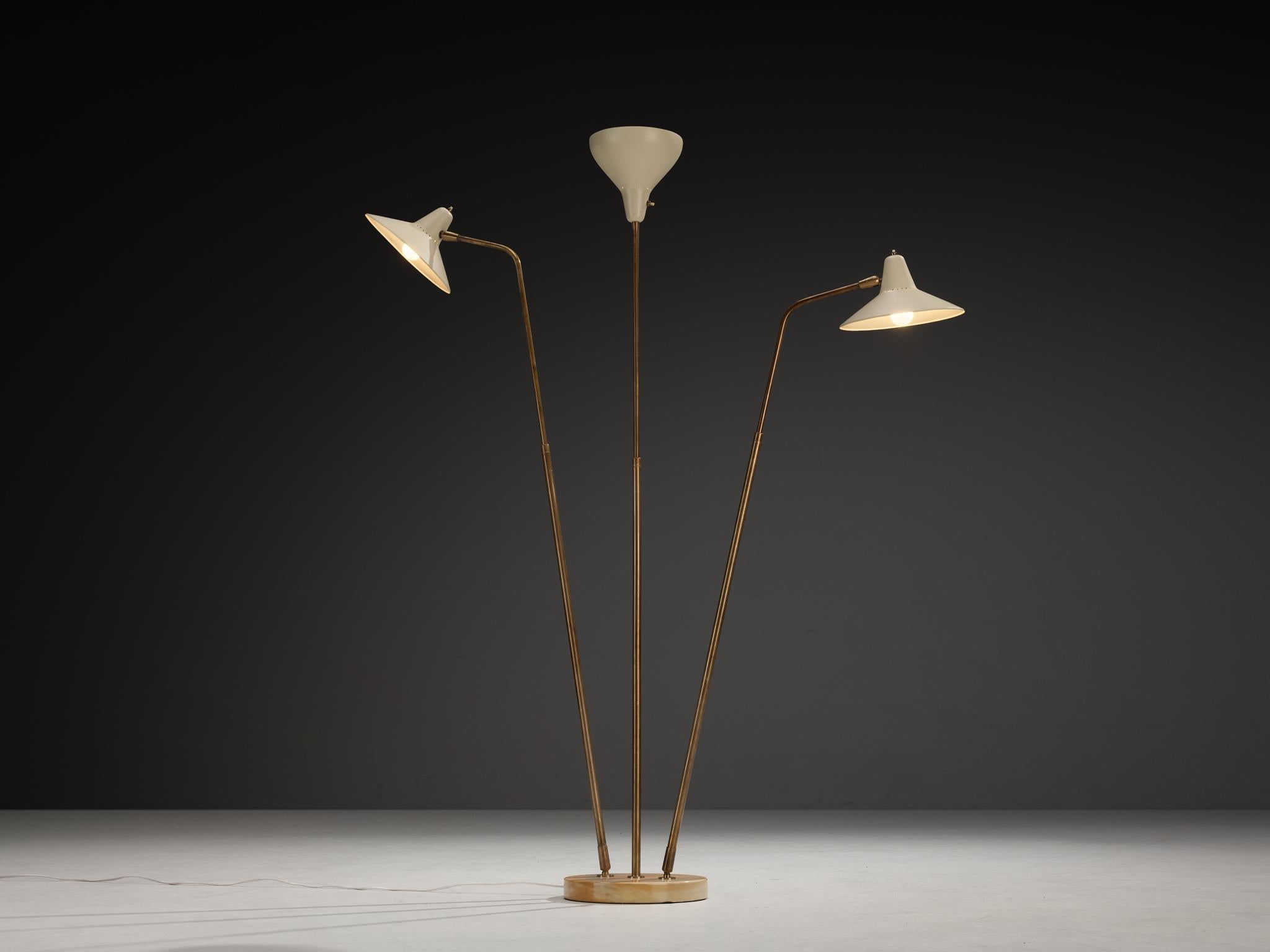 Rare Giuseppe Ostuni for O-Luce ’339/3’ Three-Armed Floor Lamp In Good Condition For Sale In Waalwijk, NL