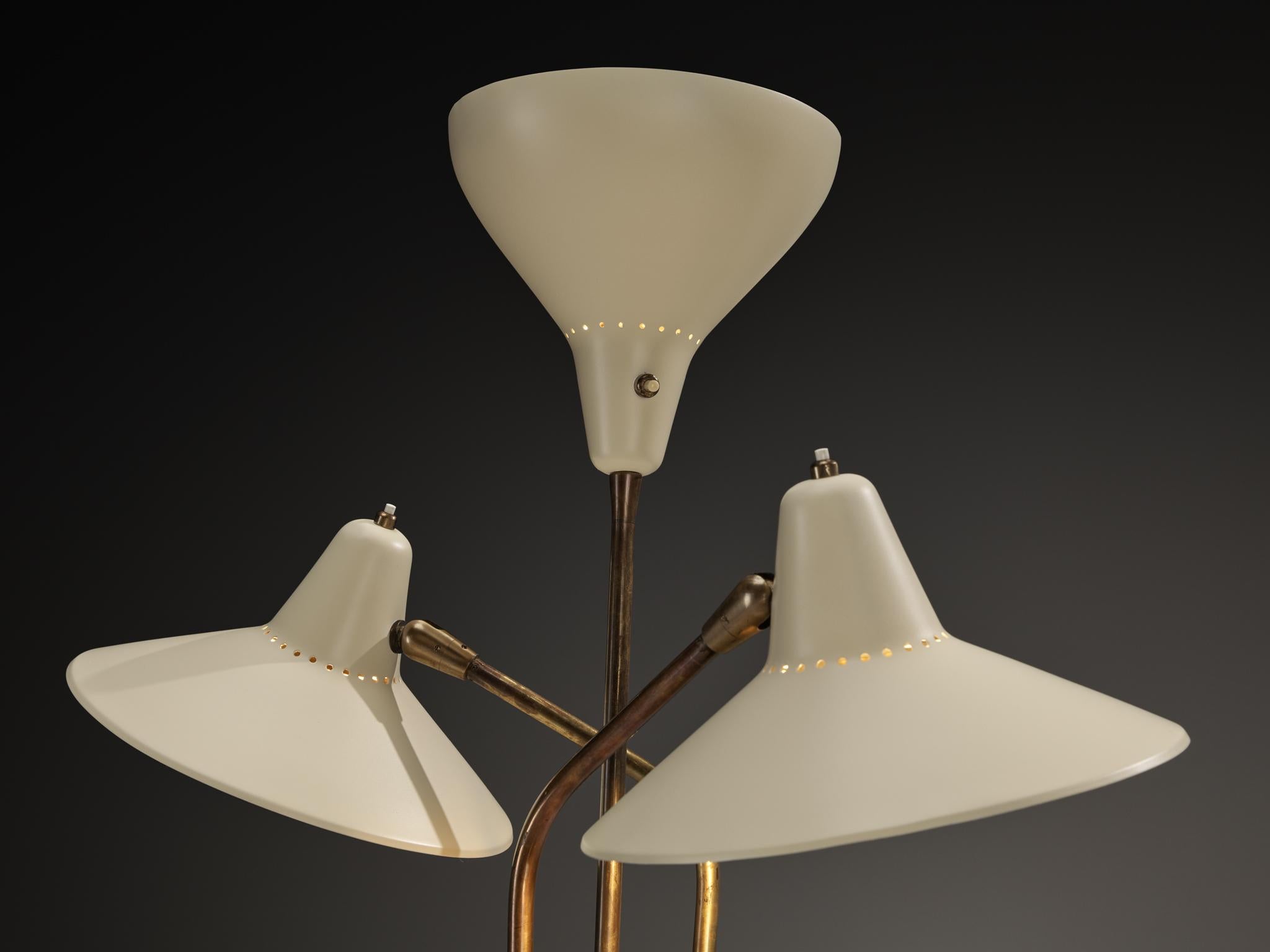 Mid-20th Century Rare Giuseppe Ostuni for O-Luce ’339/3’ Three-Armed Floor Lamp For Sale