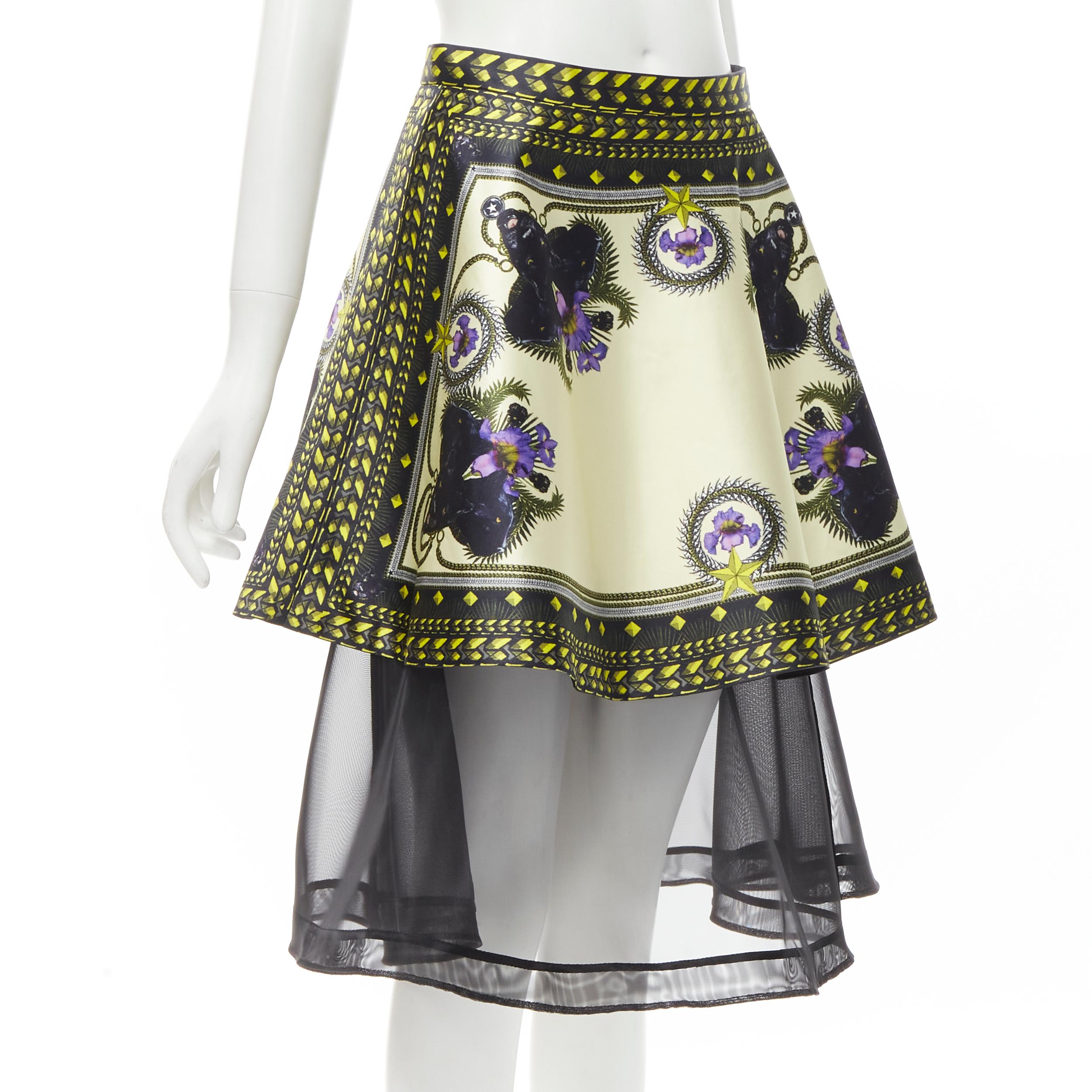 rare GIVENCHY 2011 Riccardo Tisci Panther Orchid sheer flared skirt FR38 S
Brand: Givenchy
Designer: Riccardo Tisci
Collection: 2011 Runway
Material: Cotton
Color: Multicolour
Pattern: Panther
Closure: Zip
Extra Detail: Iconic Panther orchid gold