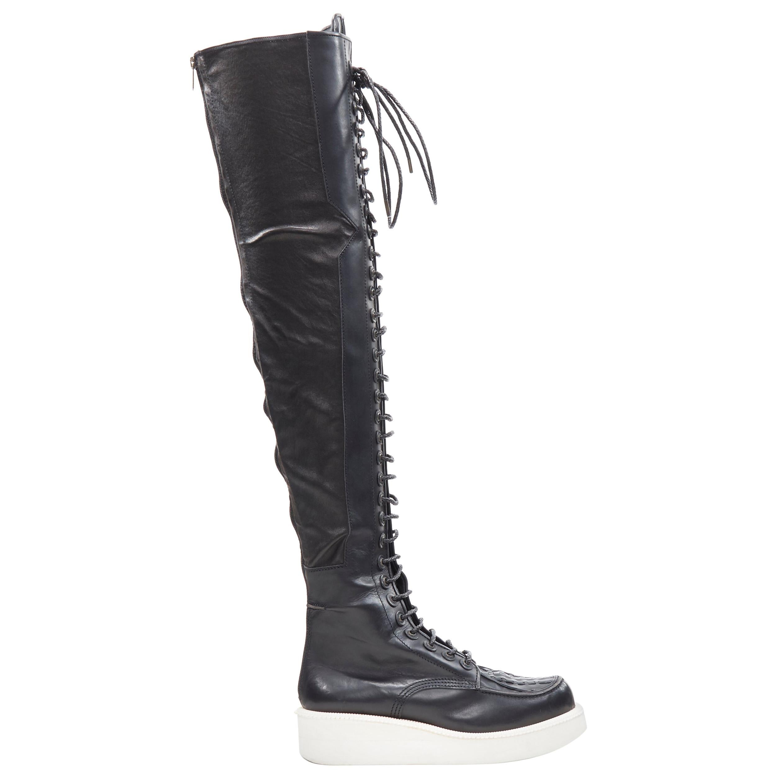 rare GIVENCHY RICCARD TISCI AW11 runway lace up over the knee creeper boots EU42