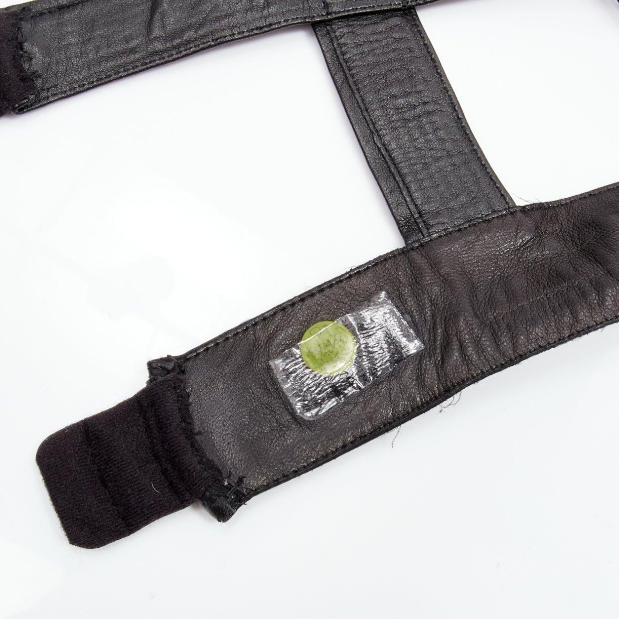 rare GIVENCHY Riccardo Tisci 2014 Runway black pleated leather harness bra top For Sale 4
