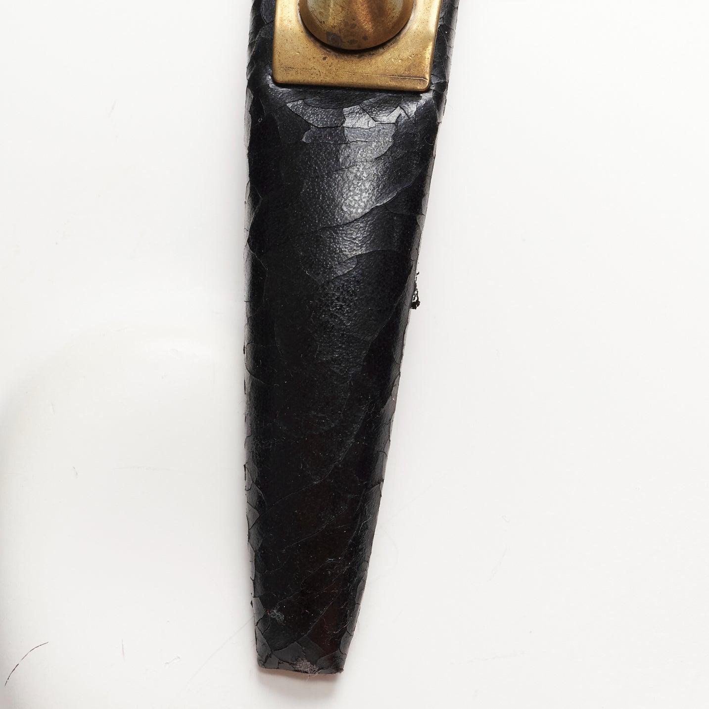rare GIVENCHY Riccardo Tisci antique gold spike black leather headband For Sale 2