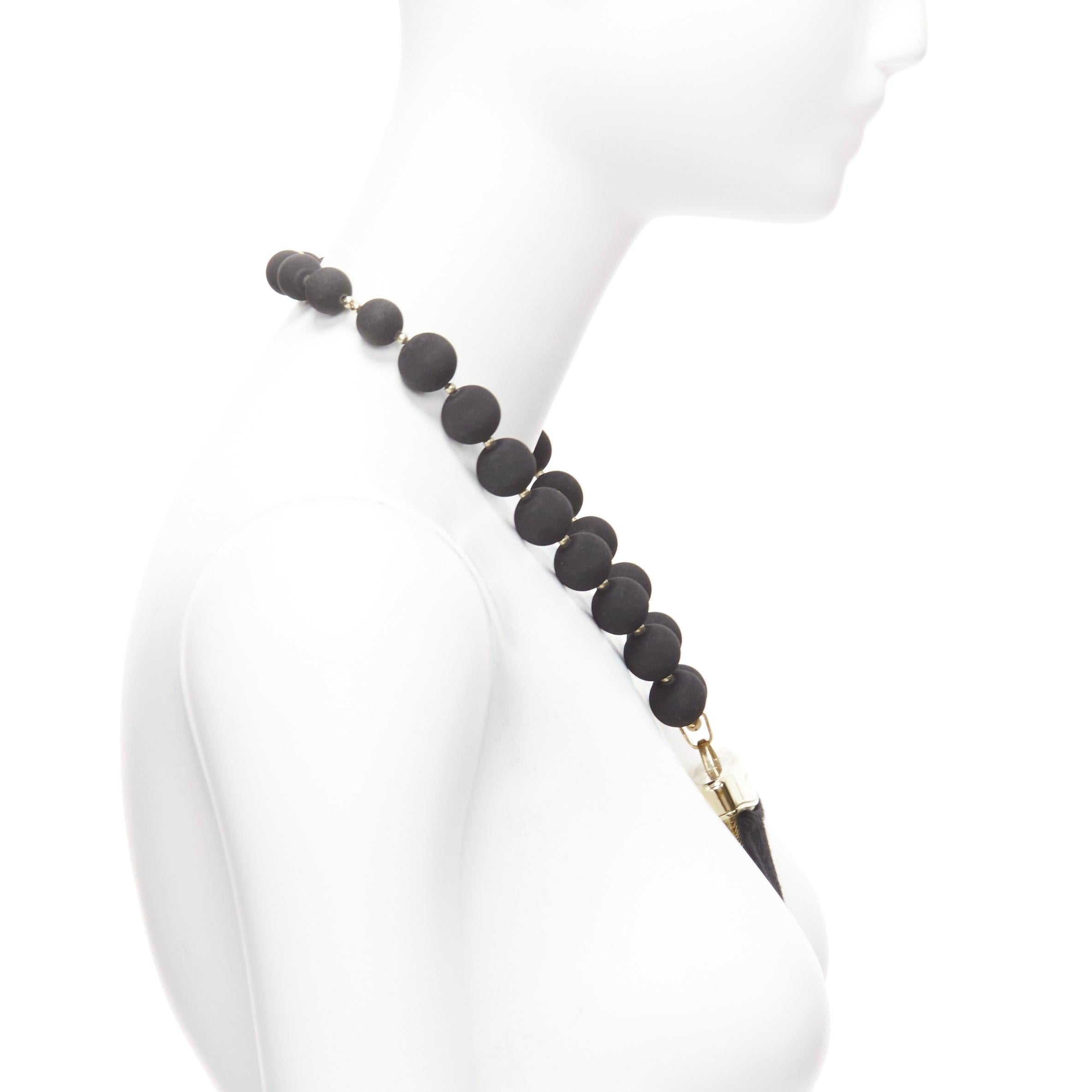 Women's rare GIVENCHY Riccardo Tisci black pony hair shark tooth velvet ball necklace For Sale