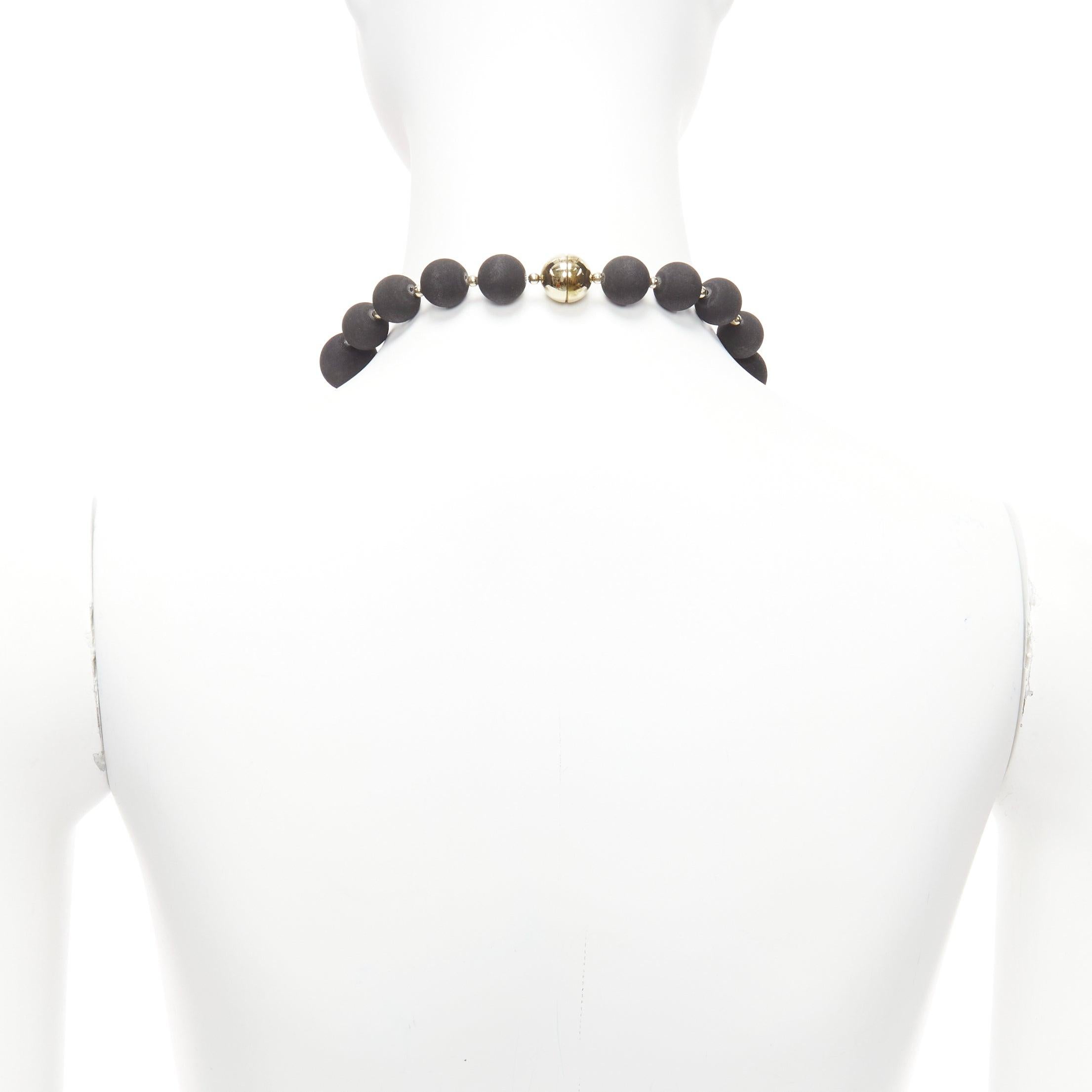 rare GIVENCHY Riccardo Tisci black pony hair shark tooth velvet ball necklace For Sale 1