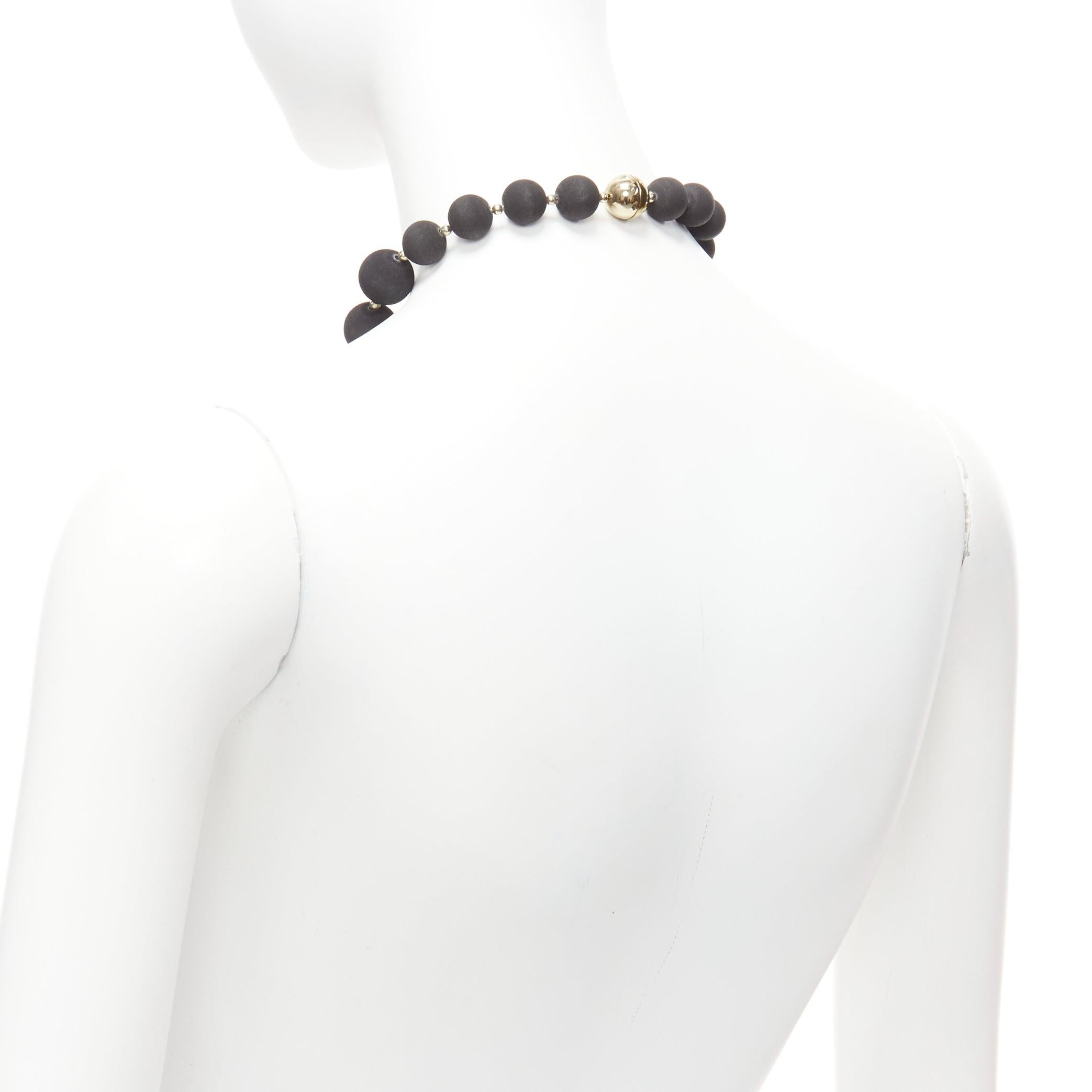 rare GIVENCHY Riccardo Tisci black pony hair shark tooth velvet ball necklace For Sale 2