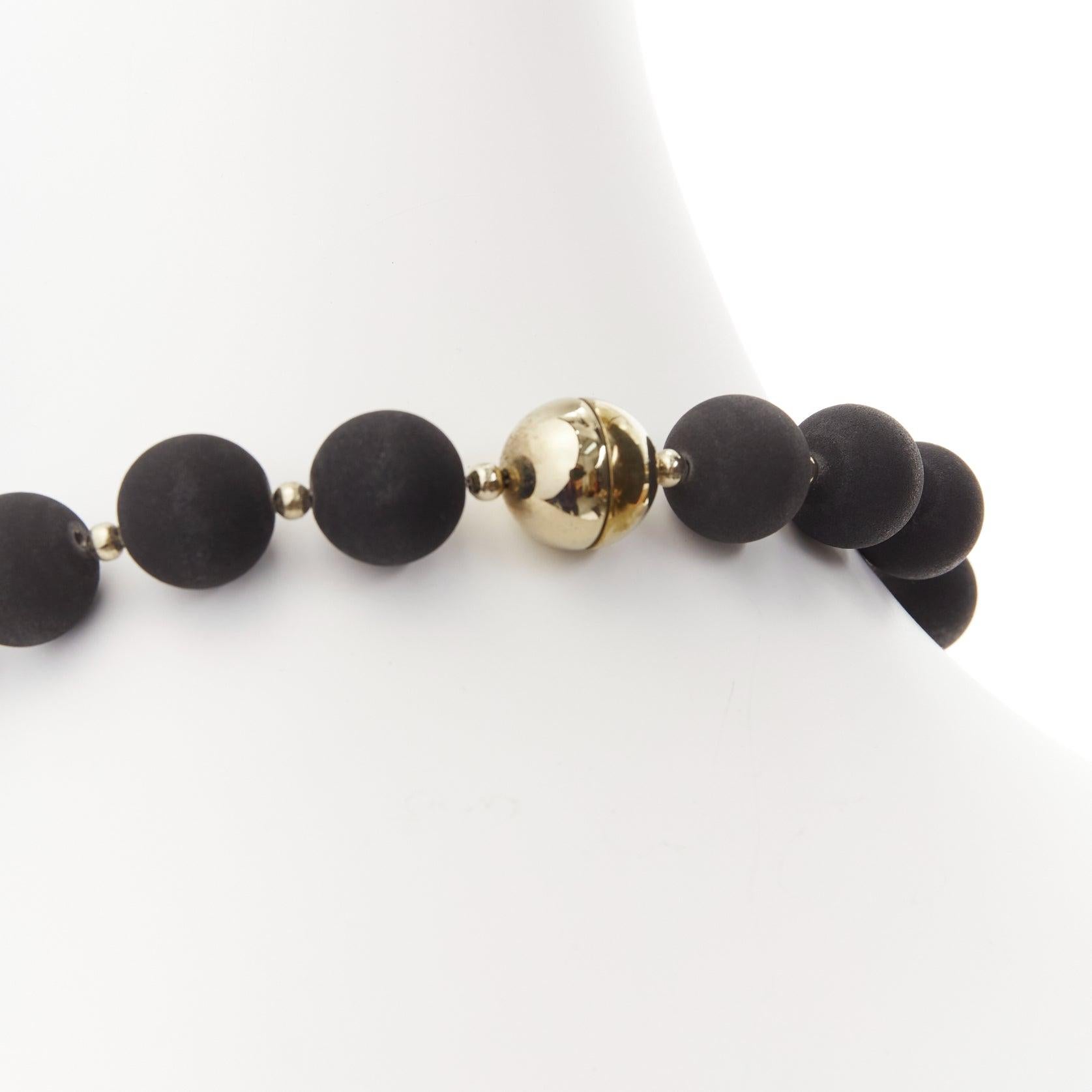 rare GIVENCHY Riccardo Tisci black pony hair shark tooth velvet ball necklace For Sale 3