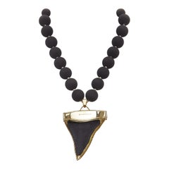 rare GIVENCHY Riccardo Tisci black pony hair shark tooth velvet ball necklace