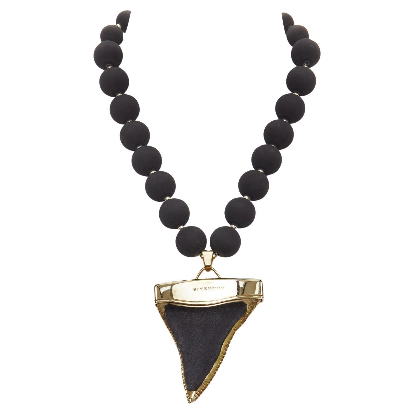 rare GIVENCHY Riccardo Tisci black pony hair shark tooth velvet ball necklace For Sale