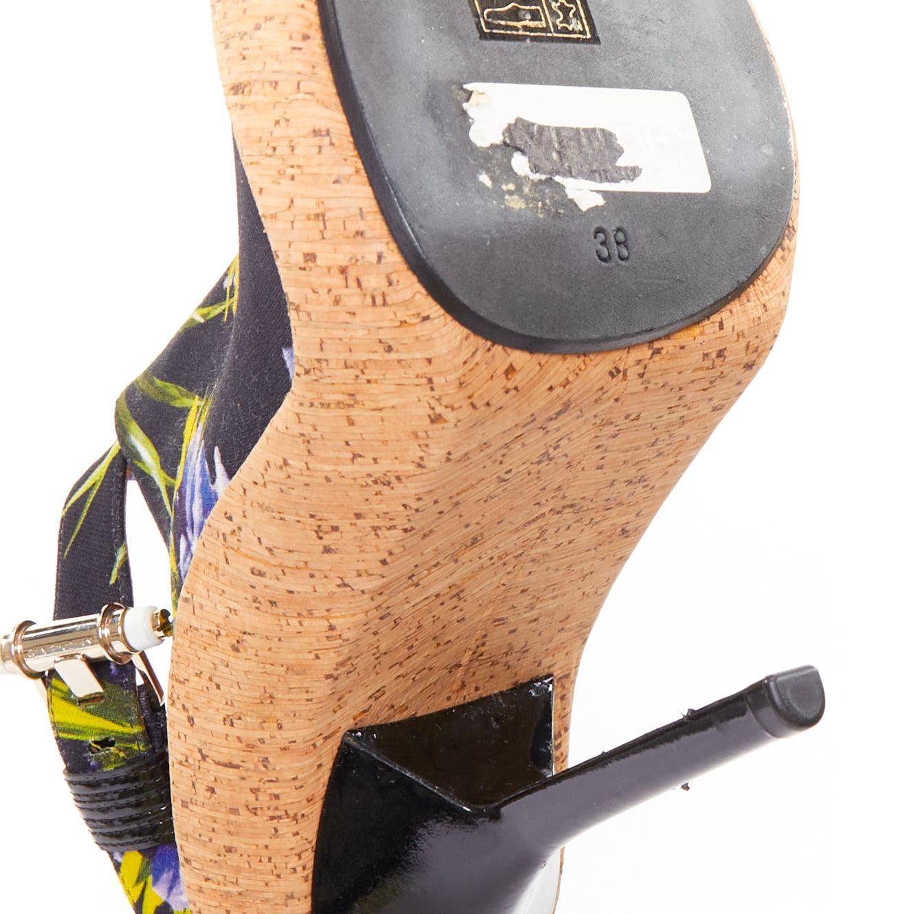 rare GIVENCHY Riccardo Tisci Runway violet floral toile liège talons hauts EU38 en vente 5