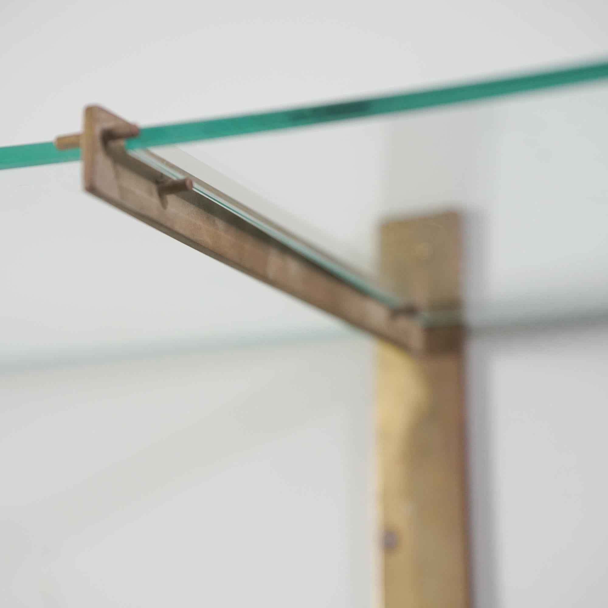 Scandinavian Modern Rare Glass and Brass Wall Shelf System, Ahti Taskinen, 1960/1970s For Sale