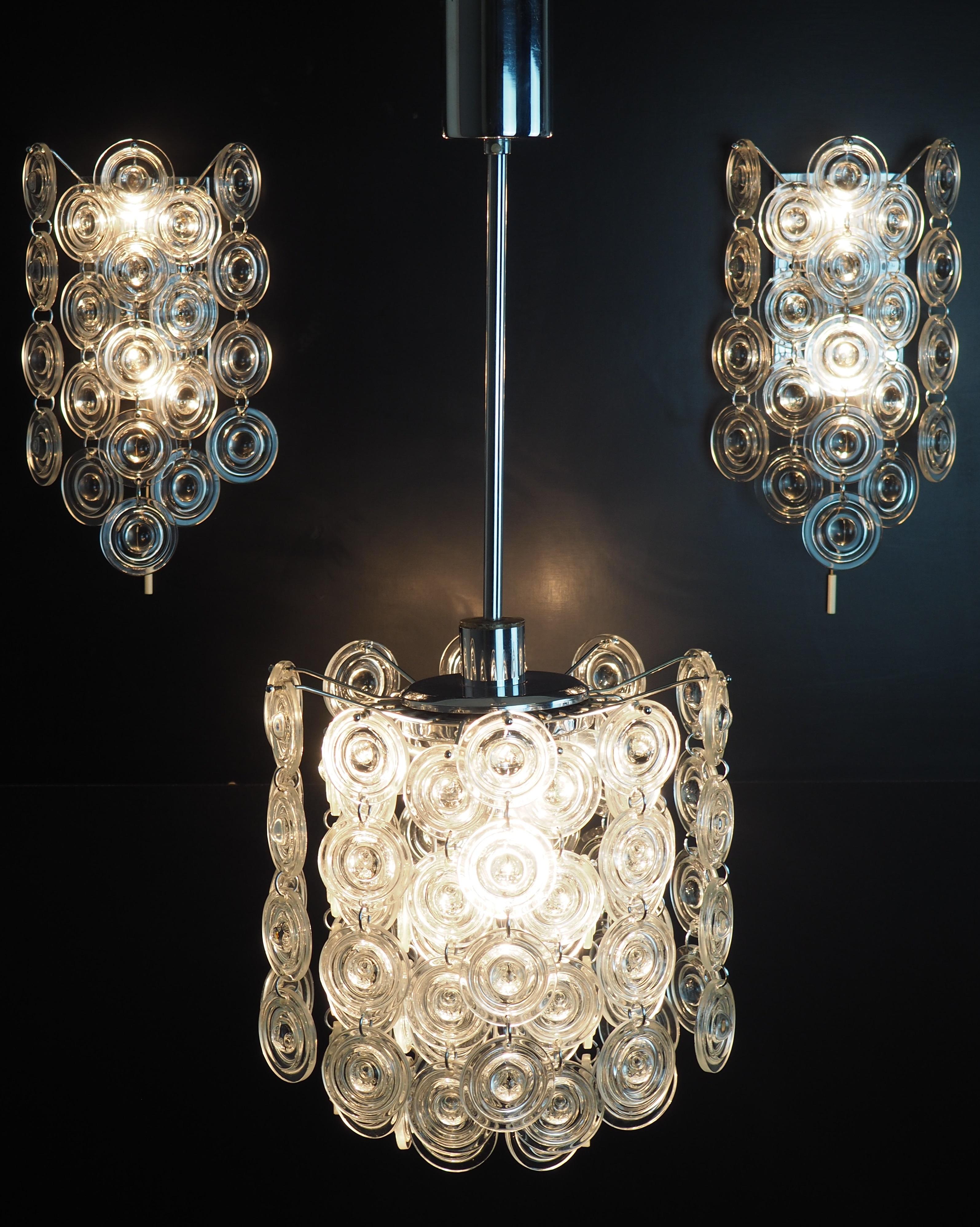 Rare Glass and Nickel Chandelier by Sciolari, Italy, circa 1970s For Sale 4