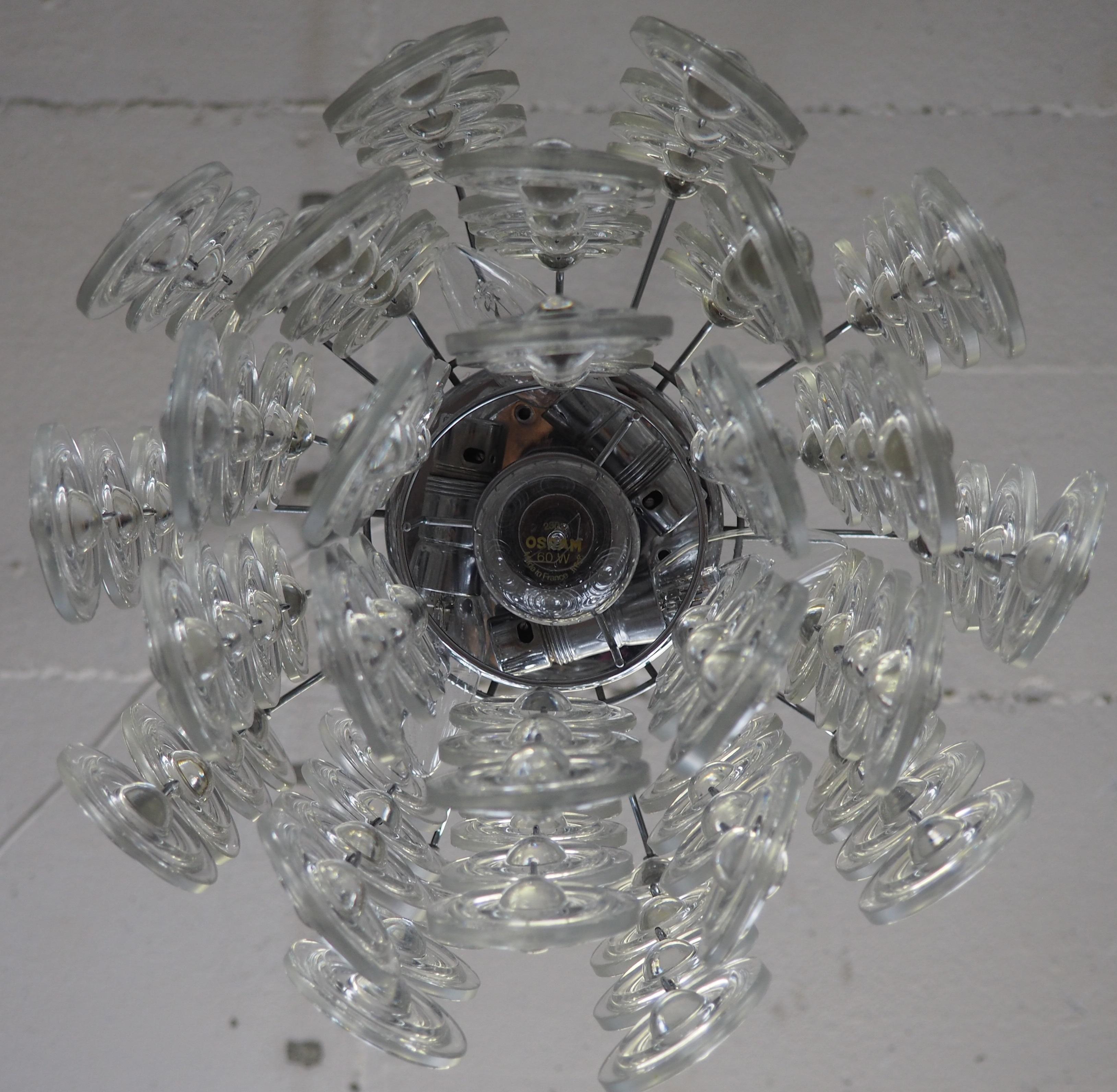 Rare Glass and Nickel Chandelier by Sciolari, Italy, circa 1970s In Excellent Condition For Sale In Wiesbaden, Hessen