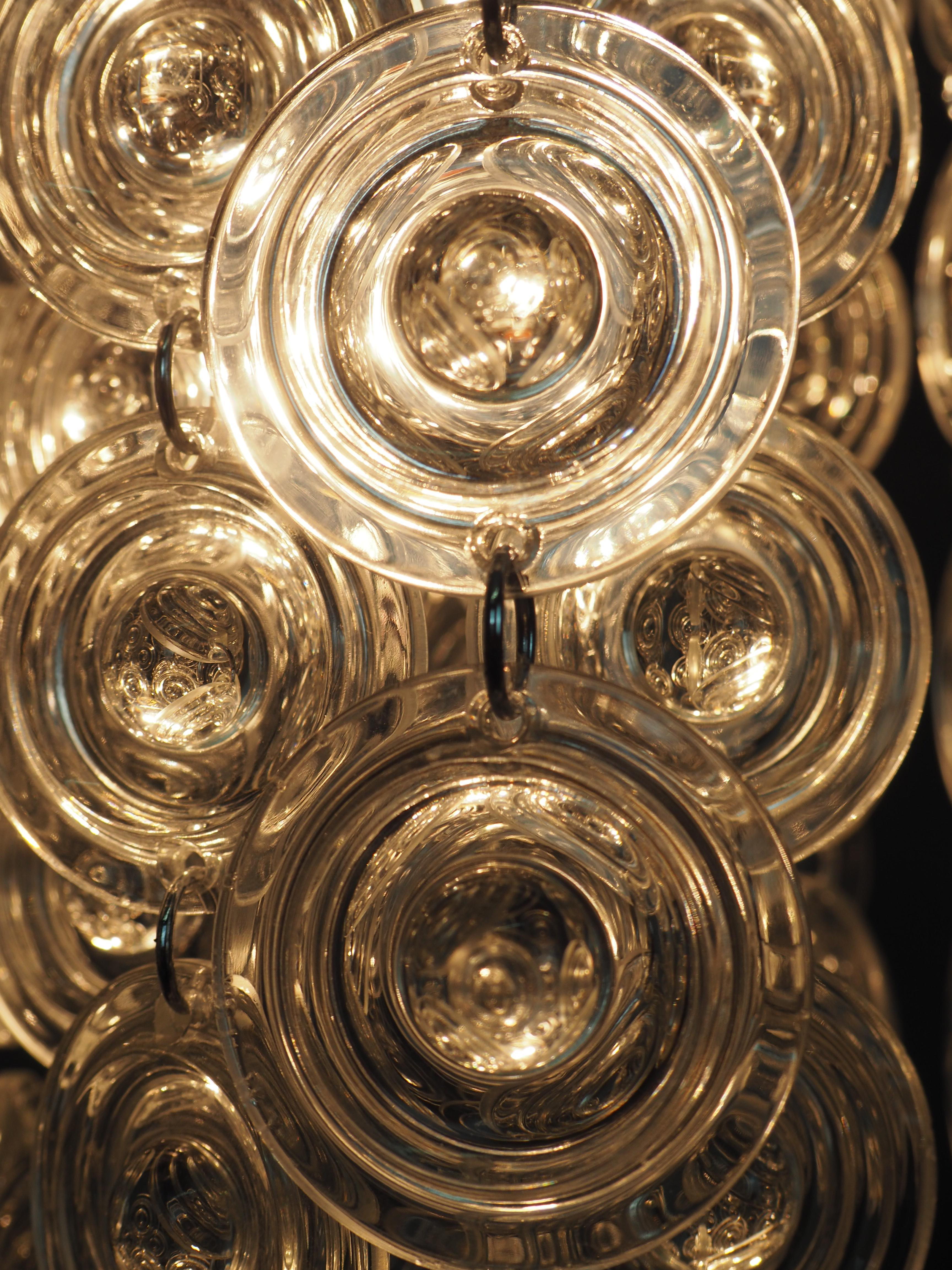 Rare Glass and Nickel Chandelier by Sciolari, Italy, circa 1970s For Sale 1
