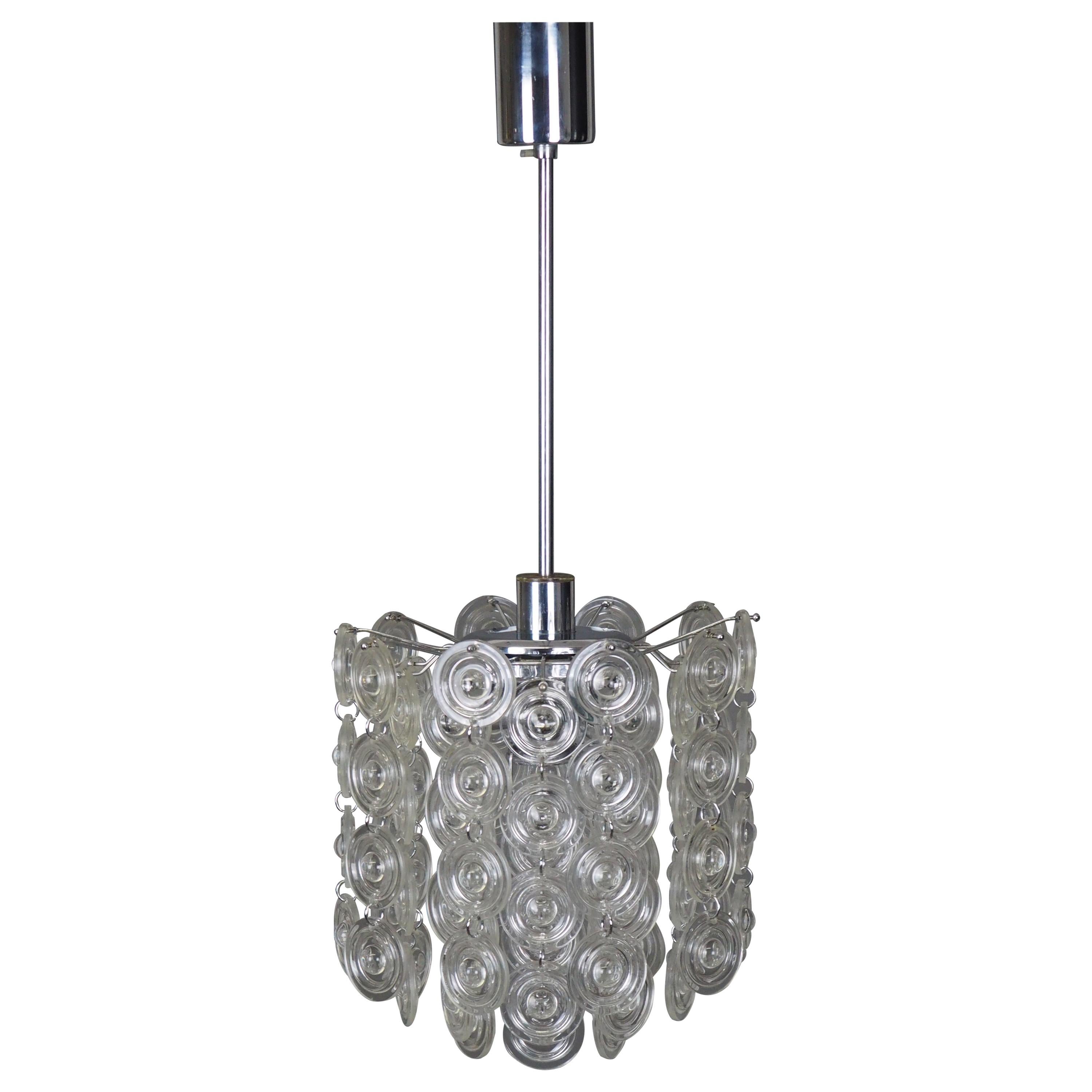 Rare Glass and Nickel Chandelier by Sciolari, Italy, circa 1970s For Sale