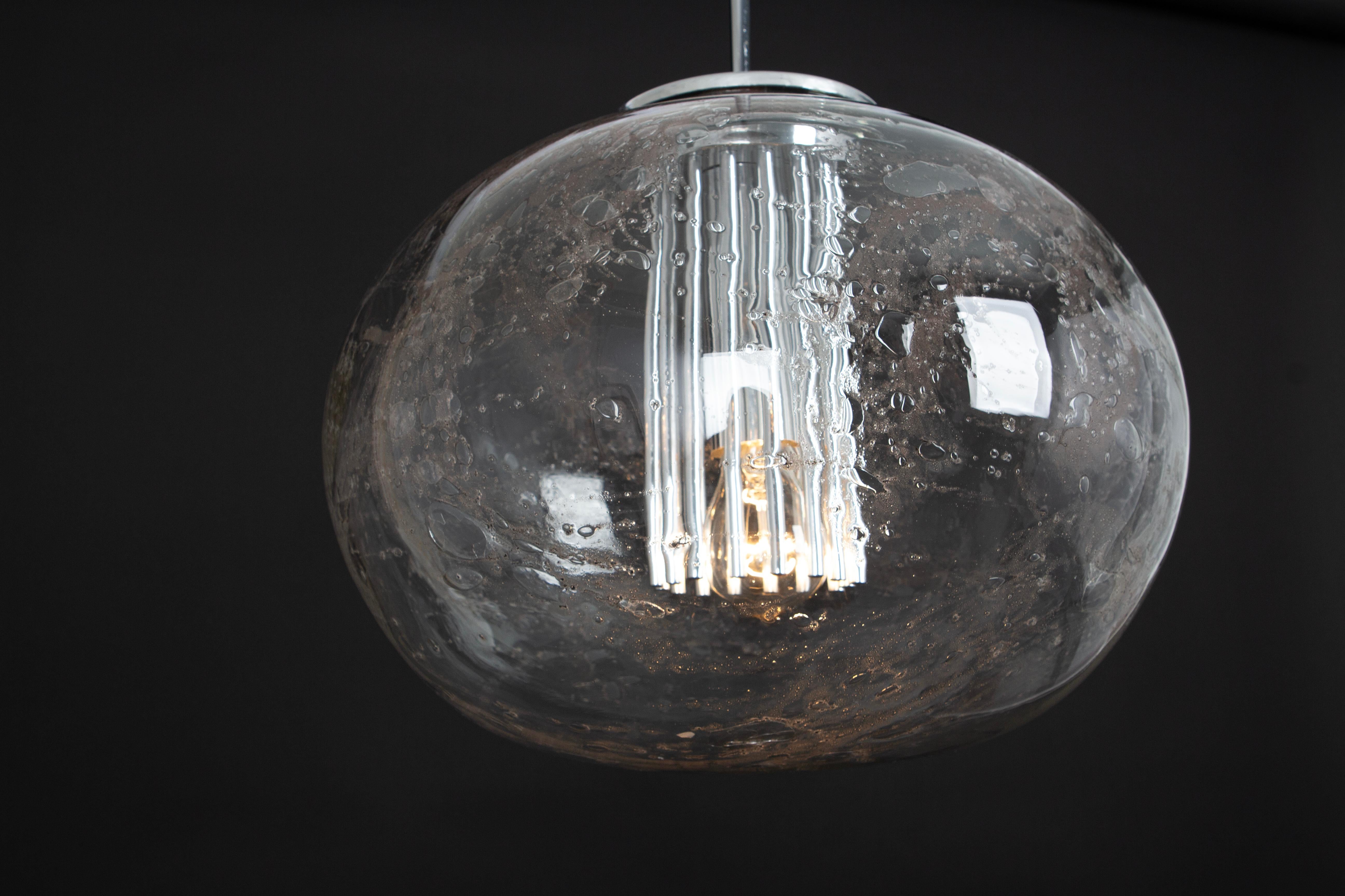 Rare Glass Ball Pendant Light by Doria, Germany, 1970s For Sale 4
