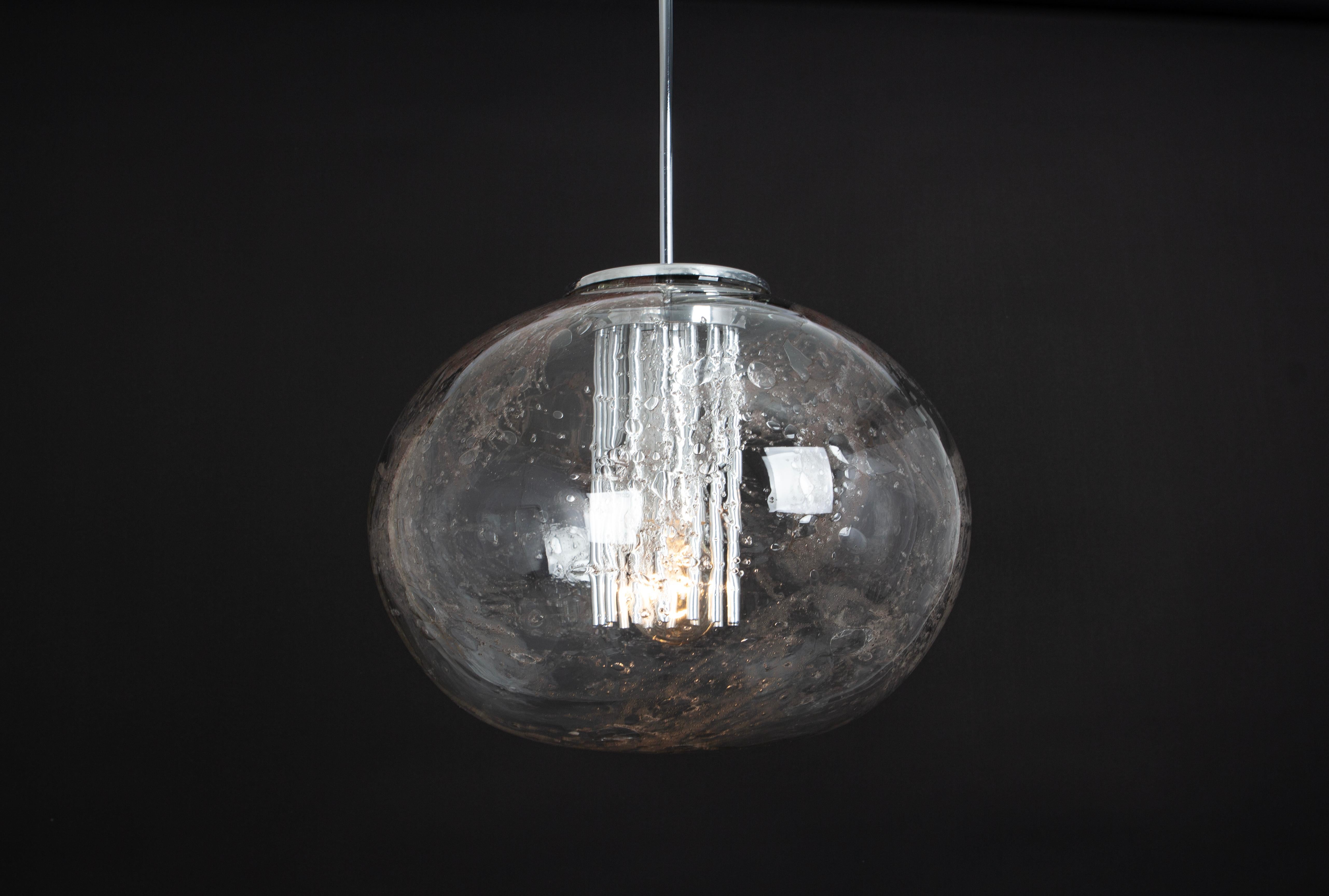 Rare Glass Ball Pendant Light by Doria, Germany, 1970s For Sale 5