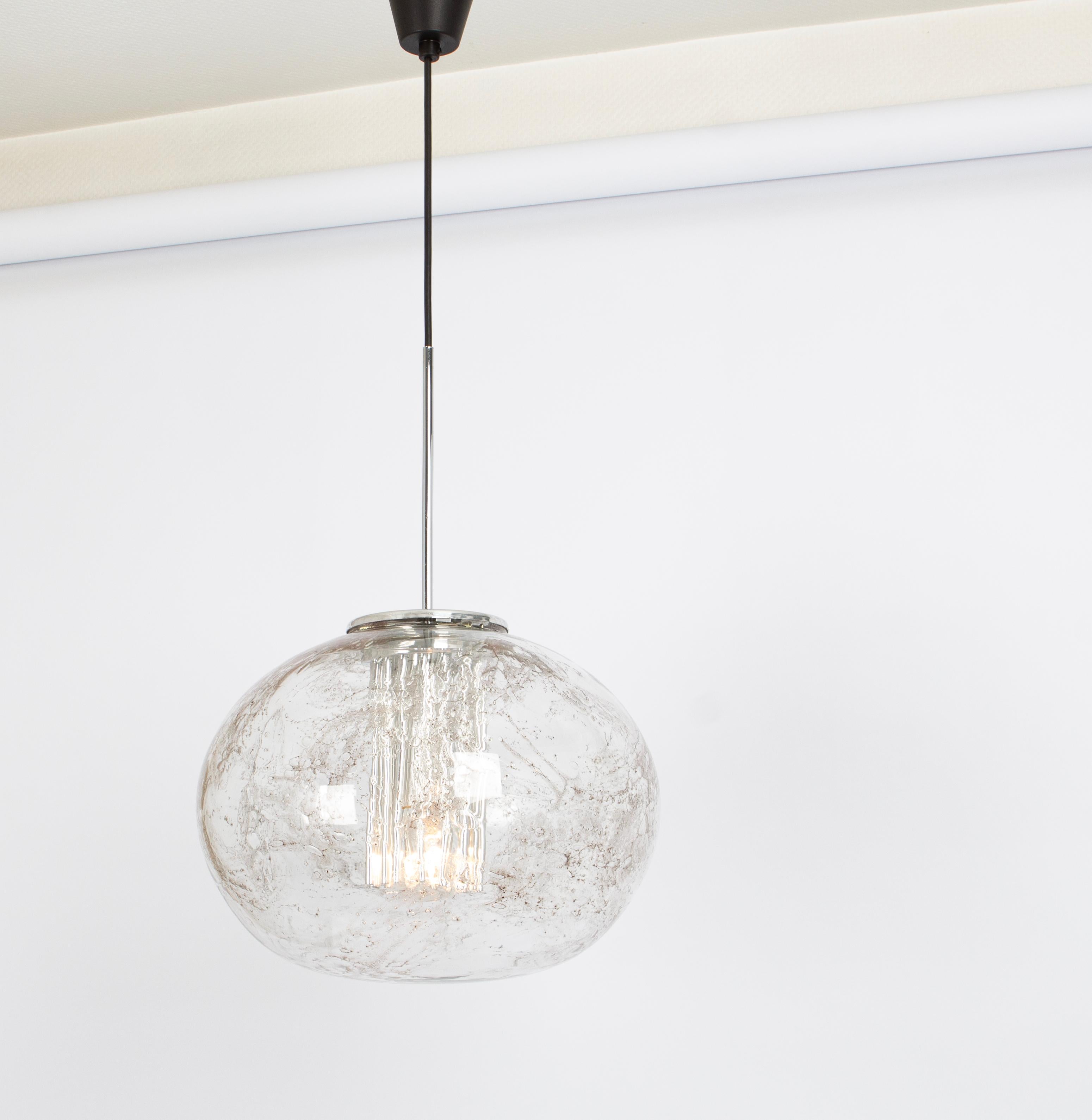 Mid-Century Modern Rare Glass Ball Pendant Light by Doria, Germany, 1970s For Sale